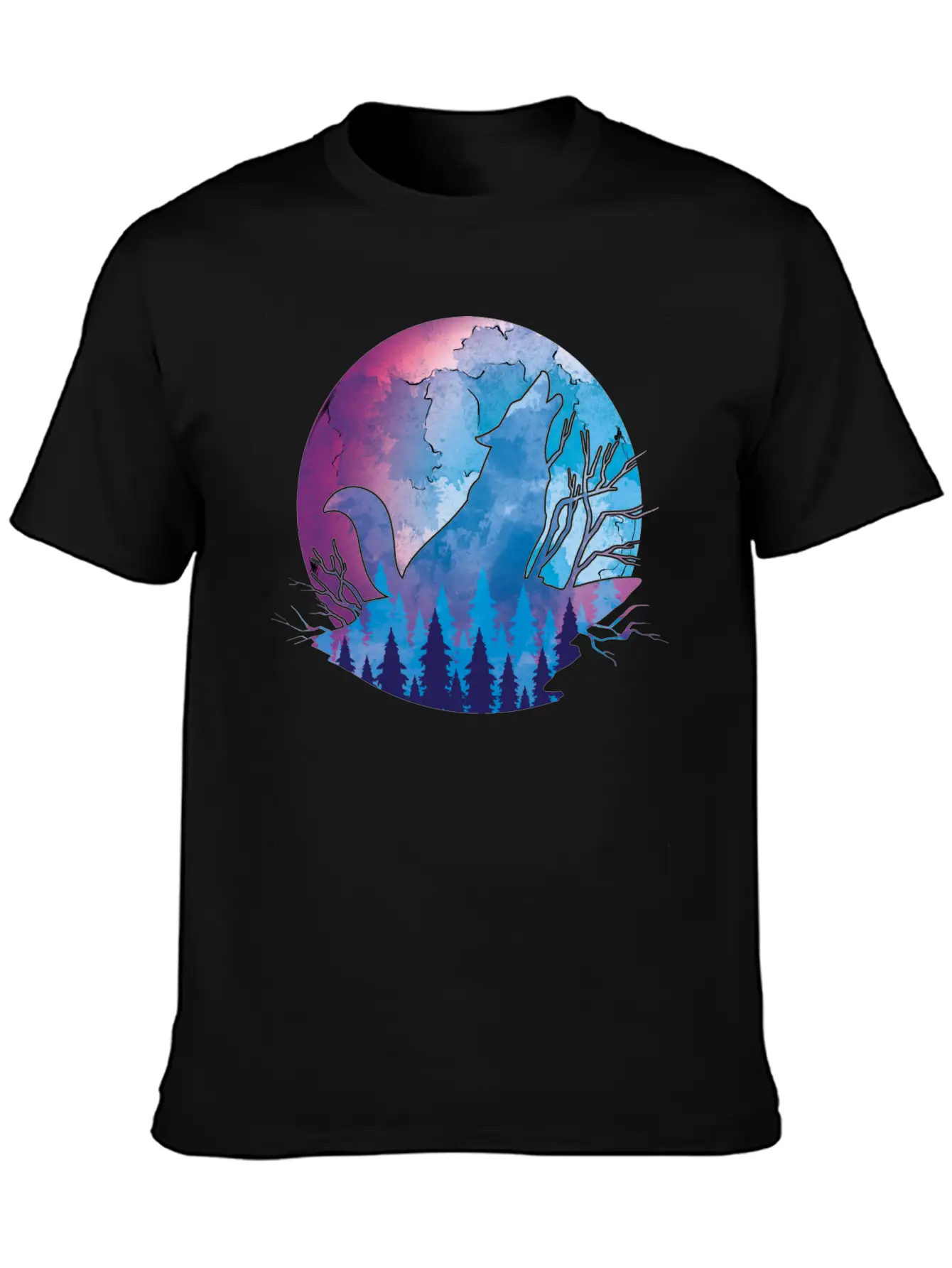 Howling Wolf Moonlight Wolf Essential Cotton Tee For Daily Outfits – Unisex Style