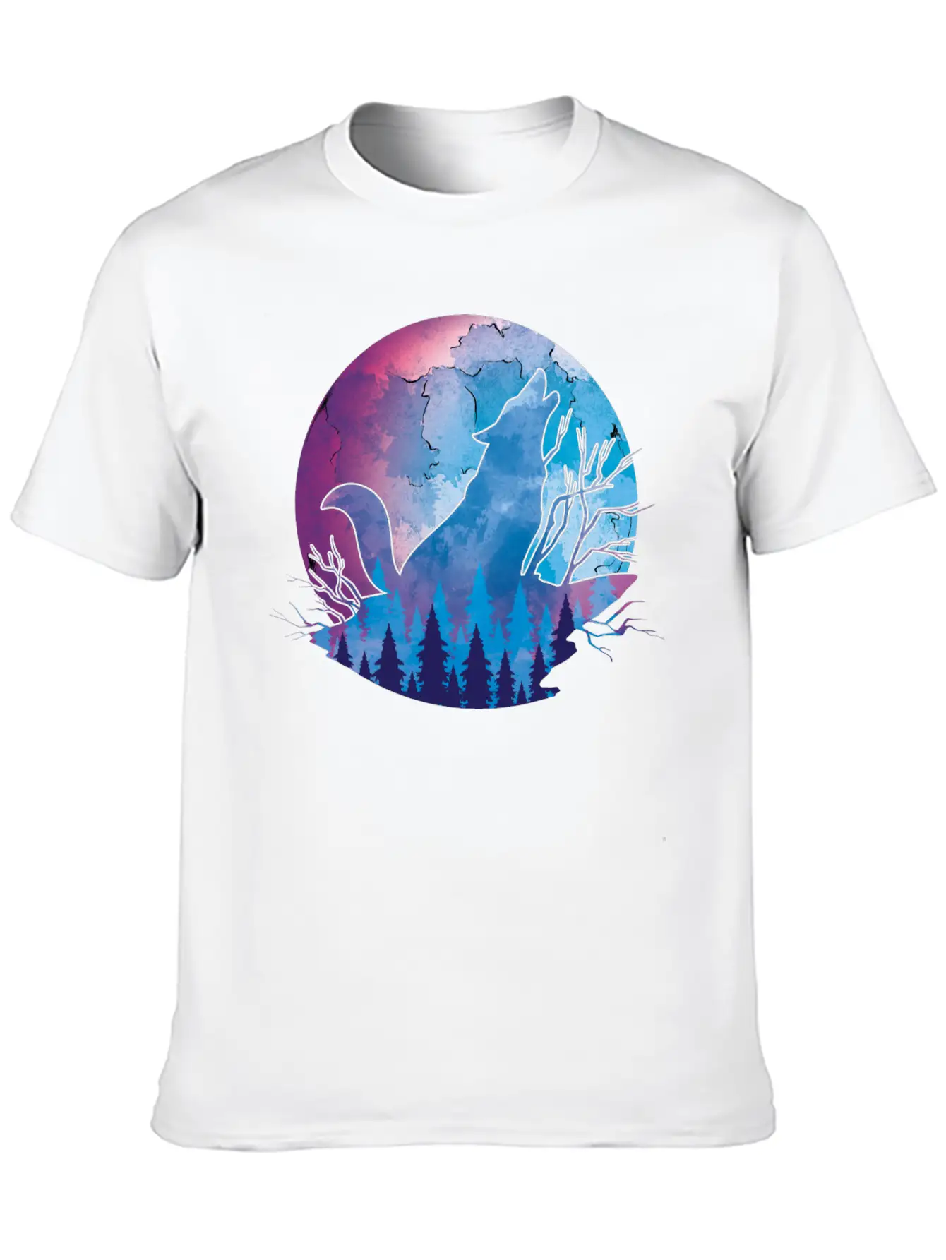 Howling Wolf Moonlight Wolf Essential Cotton Tee For Daily Outfits – Unisex Style