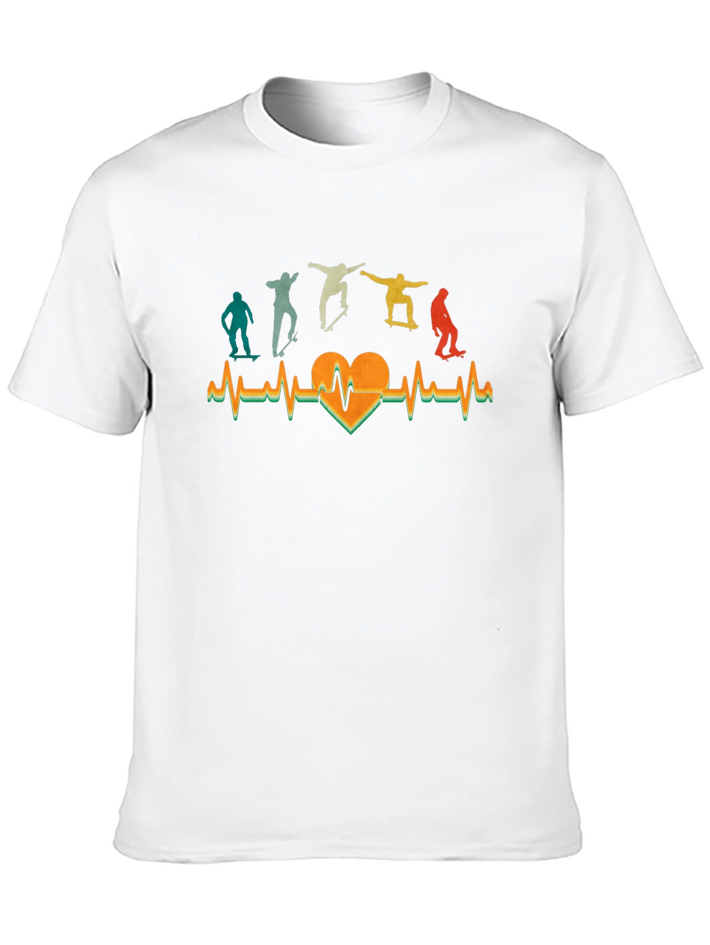 Skateboarding Heartbeat T-Shirt - Cool Retro Design