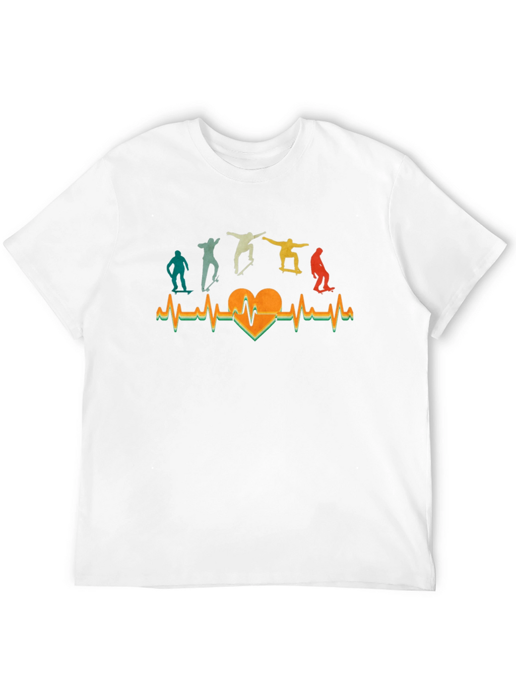 Skateboarding Heartbeat T-Shirt - Cool Retro Design