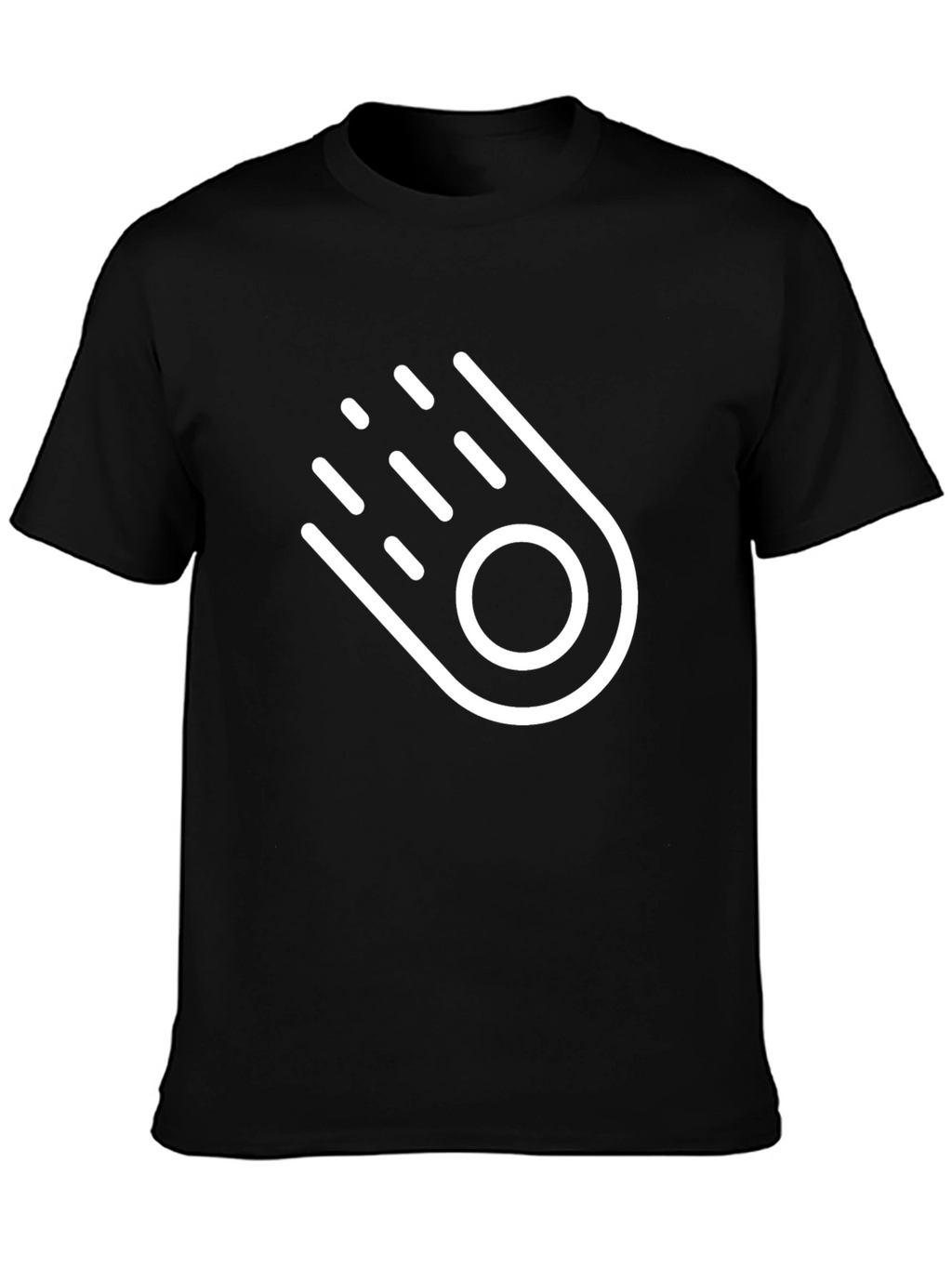 Stylish Black T-Shirt with White Comet Graphic