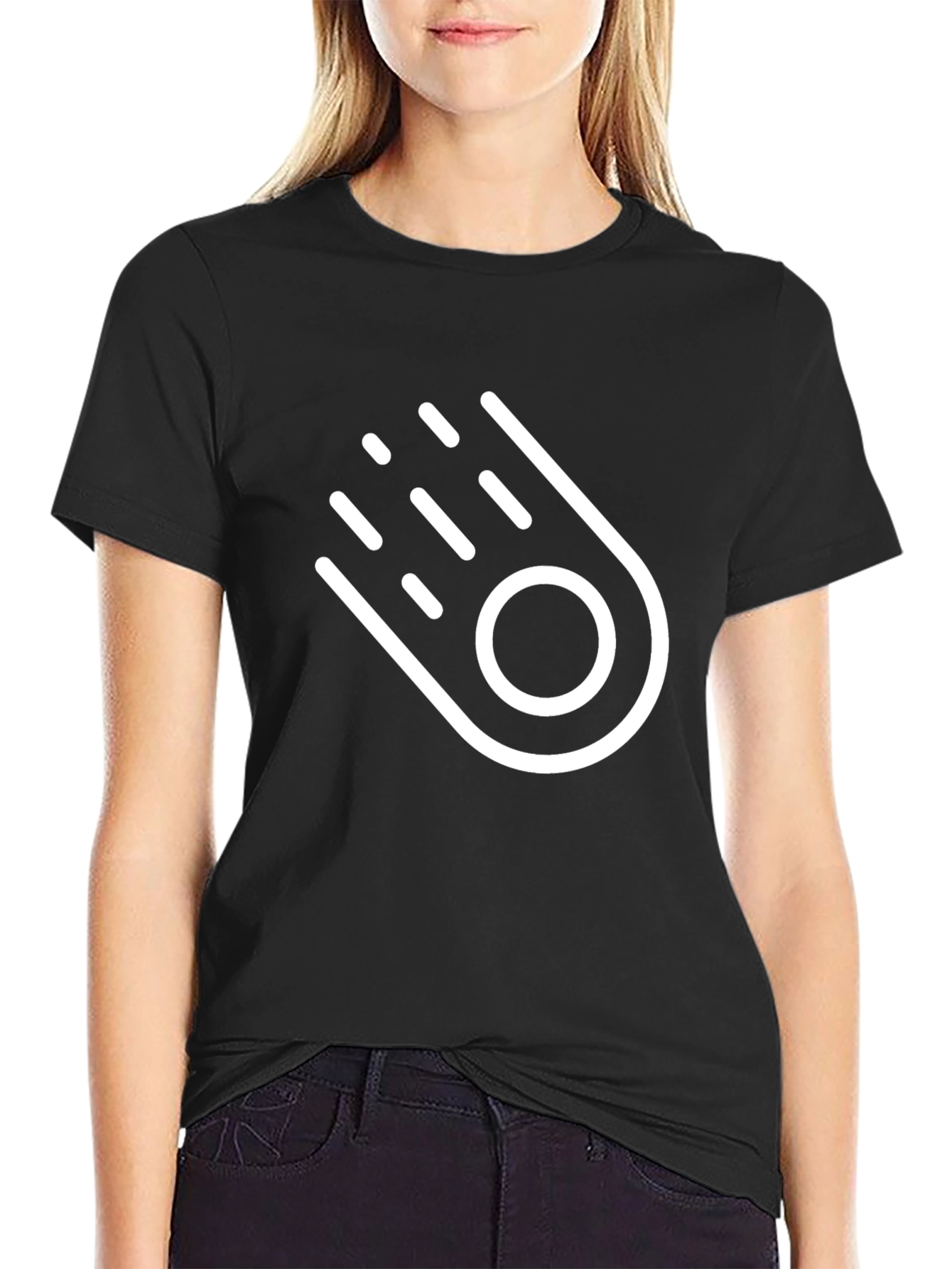Stylish Black T-Shirt with White Comet Graphic