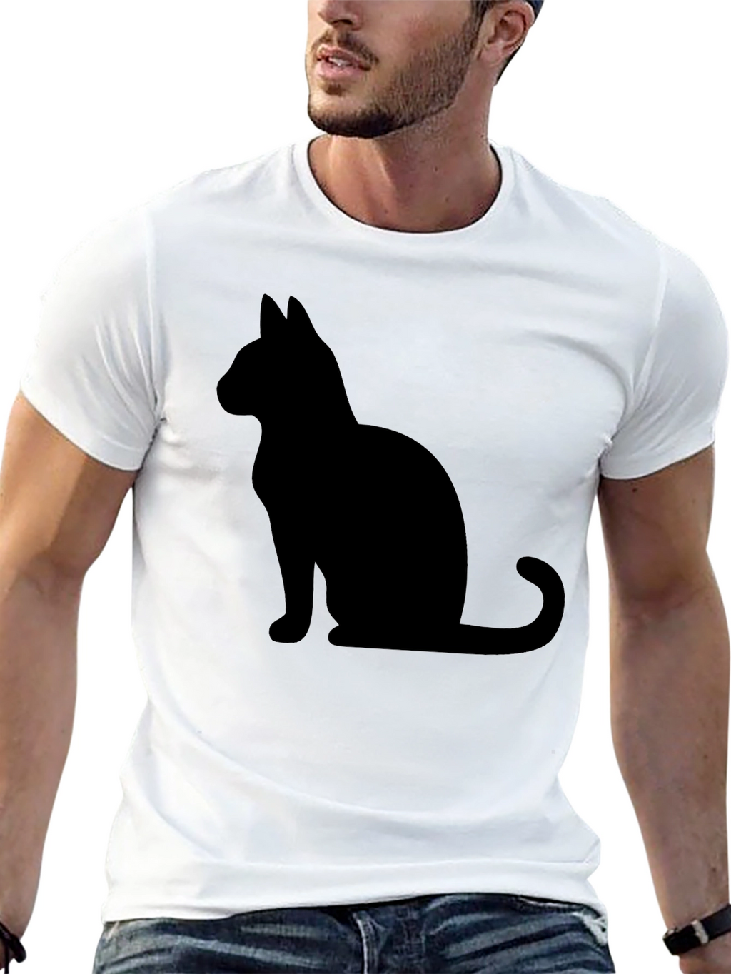 Black Cat Silhouette Graphic Tee - Unisex