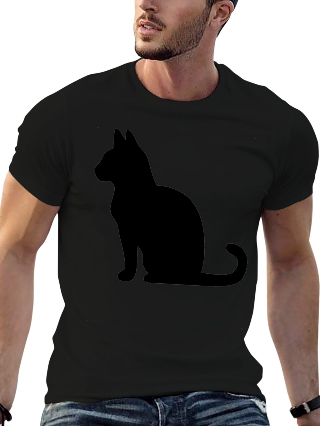Black Cat Silhouette Graphic Tee - Unisex