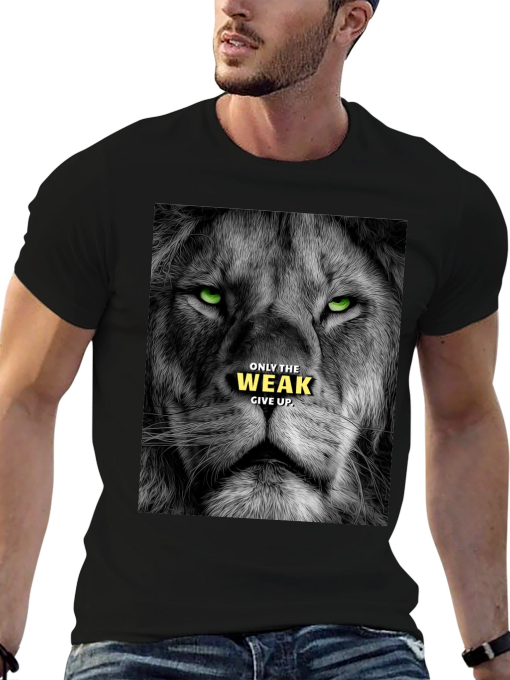 Lion Graphic Tee: Only The Weak Give Up