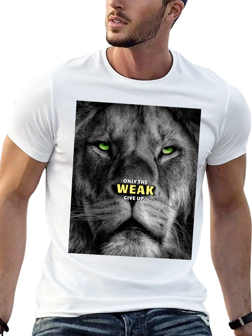Lion Graphic Tee: Only The Weak Give Up