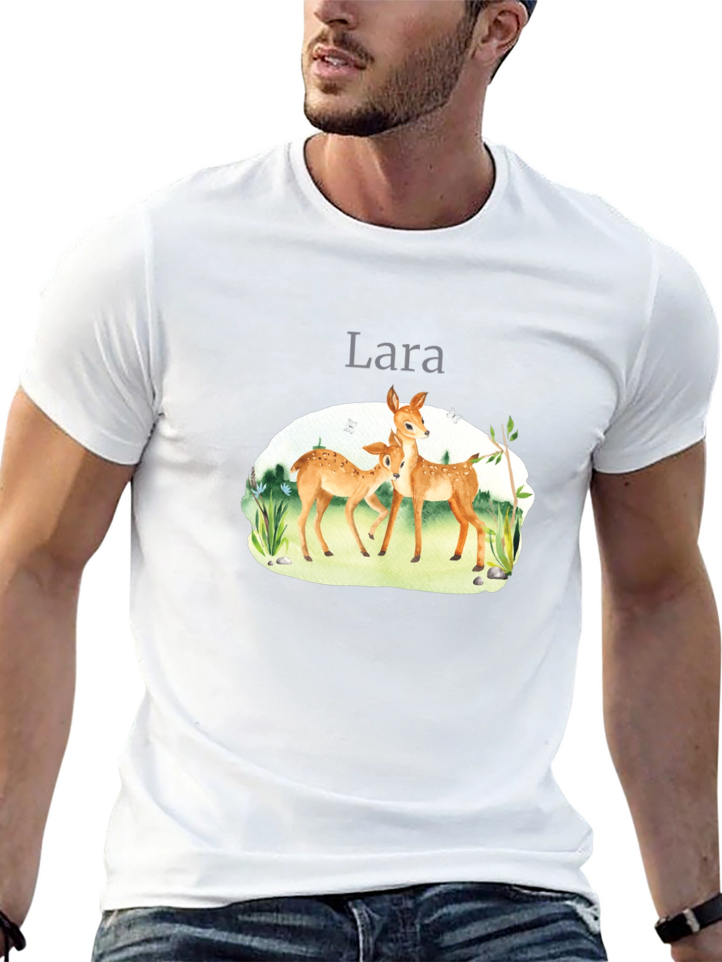 Deer Graphic Tee - Lara Personalized Black T-Shirt