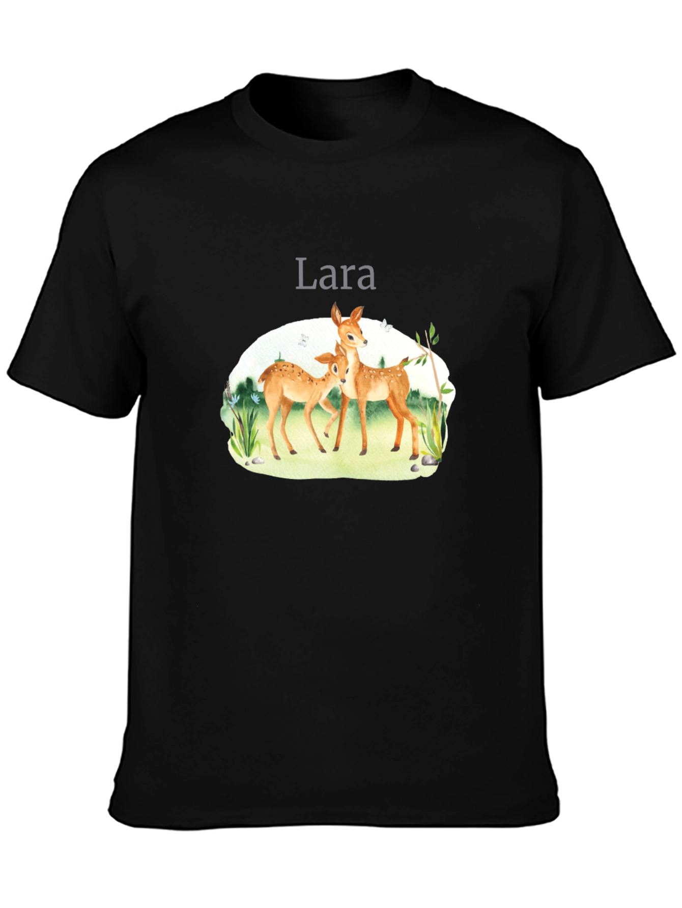 Deer Graphic Tee - Lara Personalized Black T-Shirt