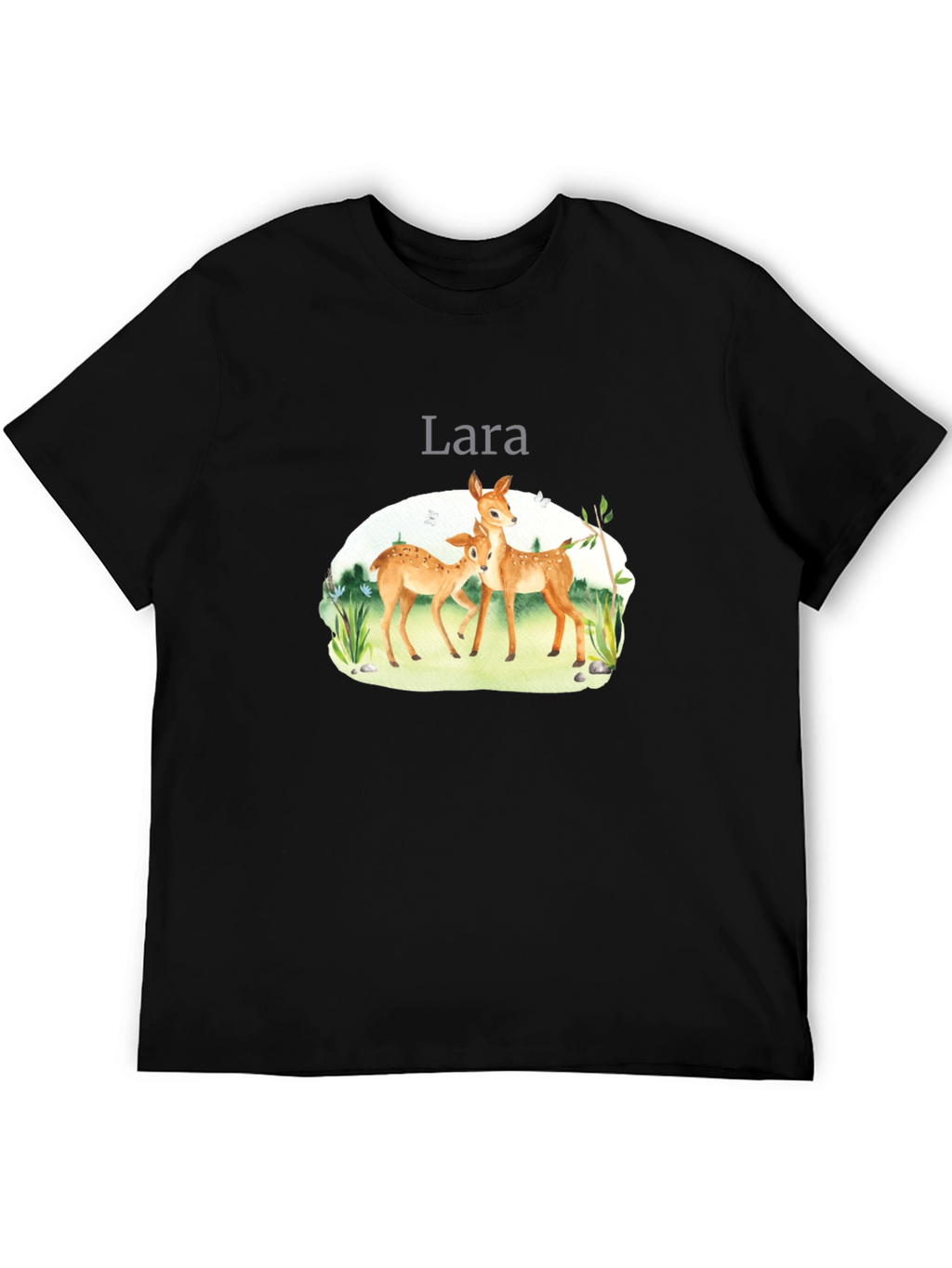 Deer Graphic Tee - Lara Personalized Black T-Shirt