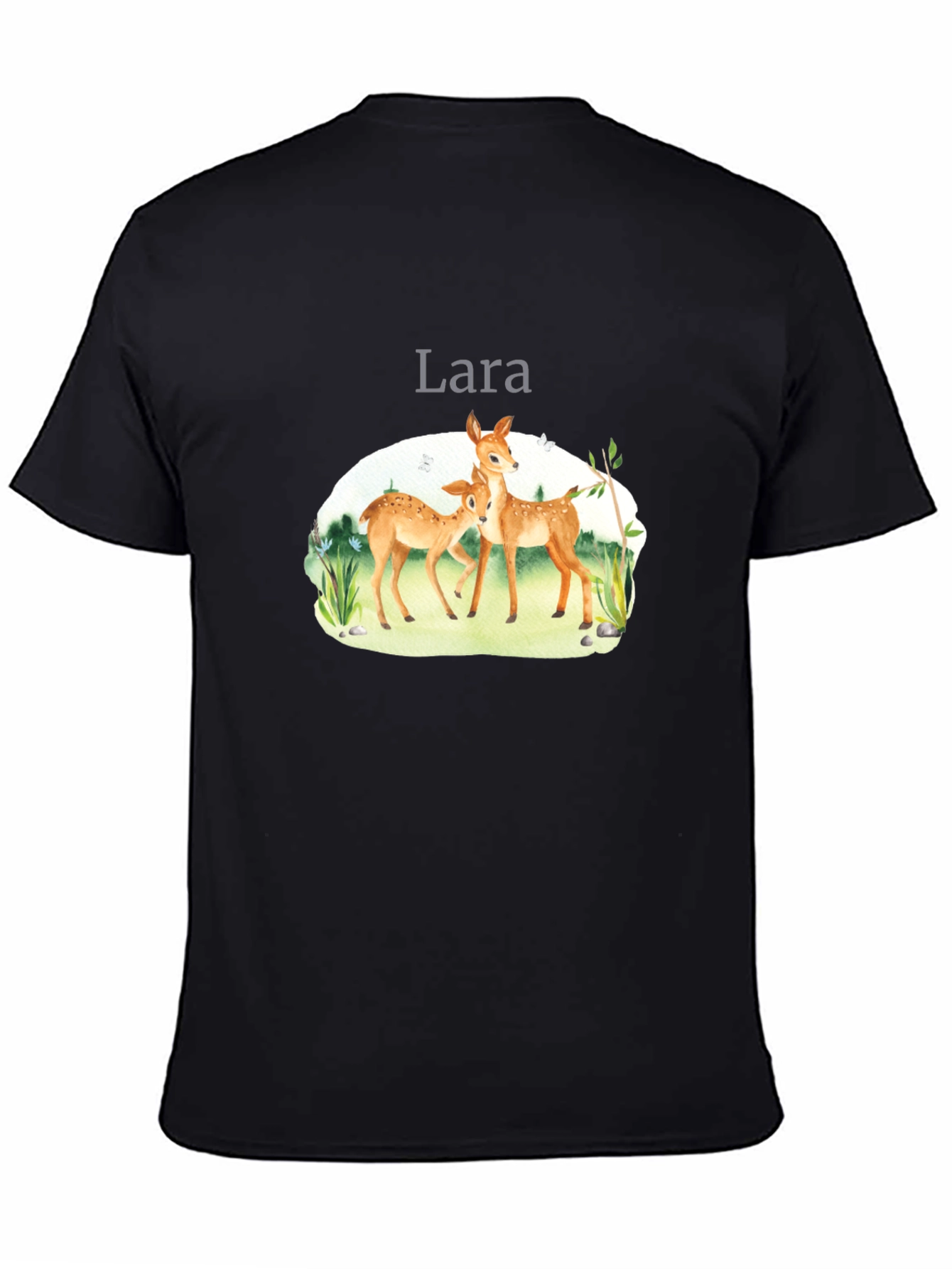 Deer Graphic Tee - Lara Personalized Black T-Shirt