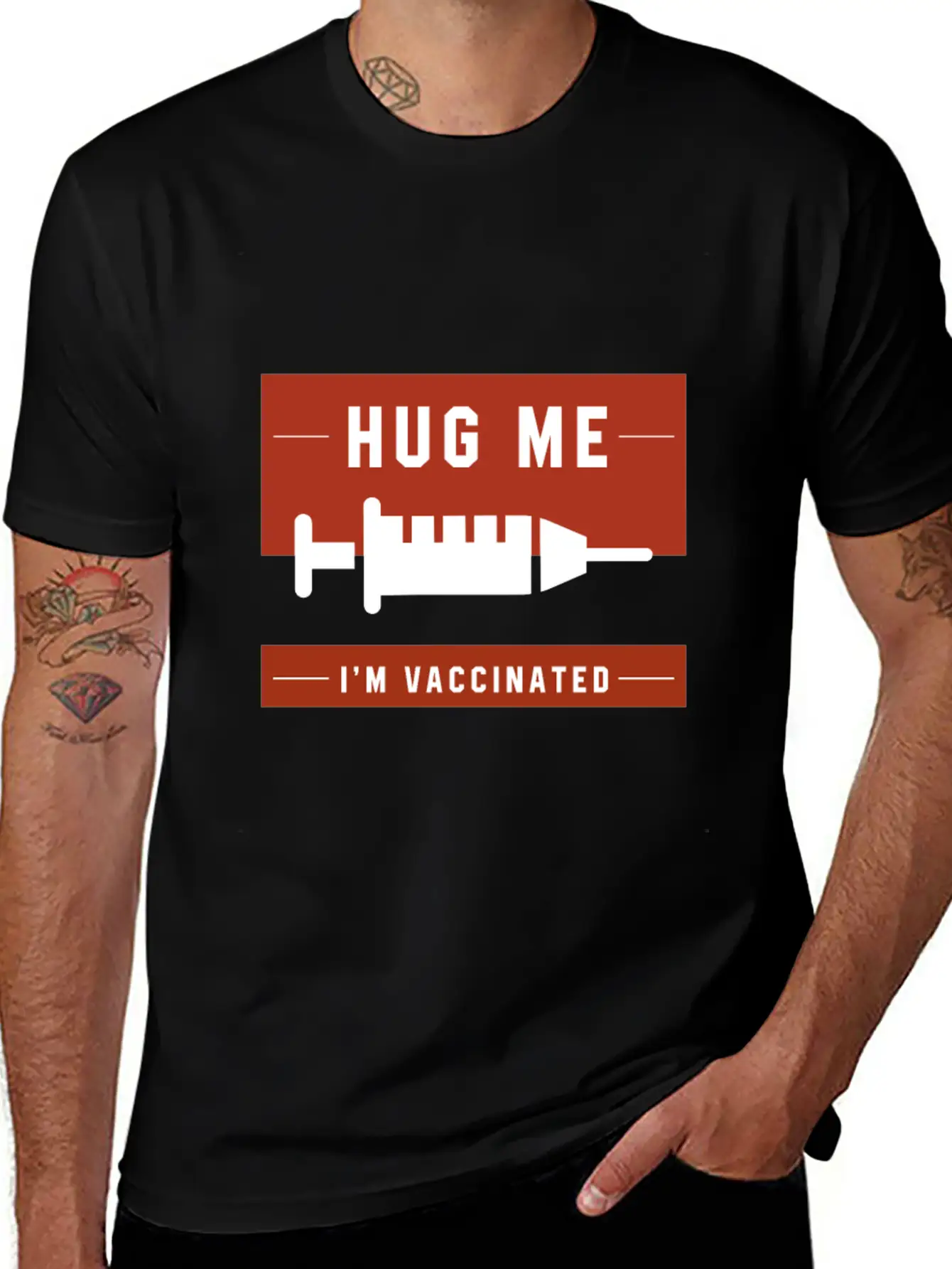 Hug Me I'm Vaccinated - Pro Vaccination Gift Breathable Soft Cotton T-Shirt – Timeless Casual Look