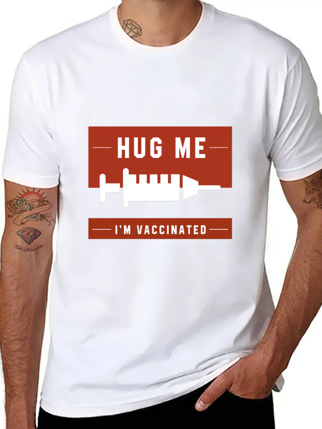Hug Me I'm Vaccinated - Pro Vaccination Gift Breathable Soft Cotton T-Shirt – Timeless Casual Look