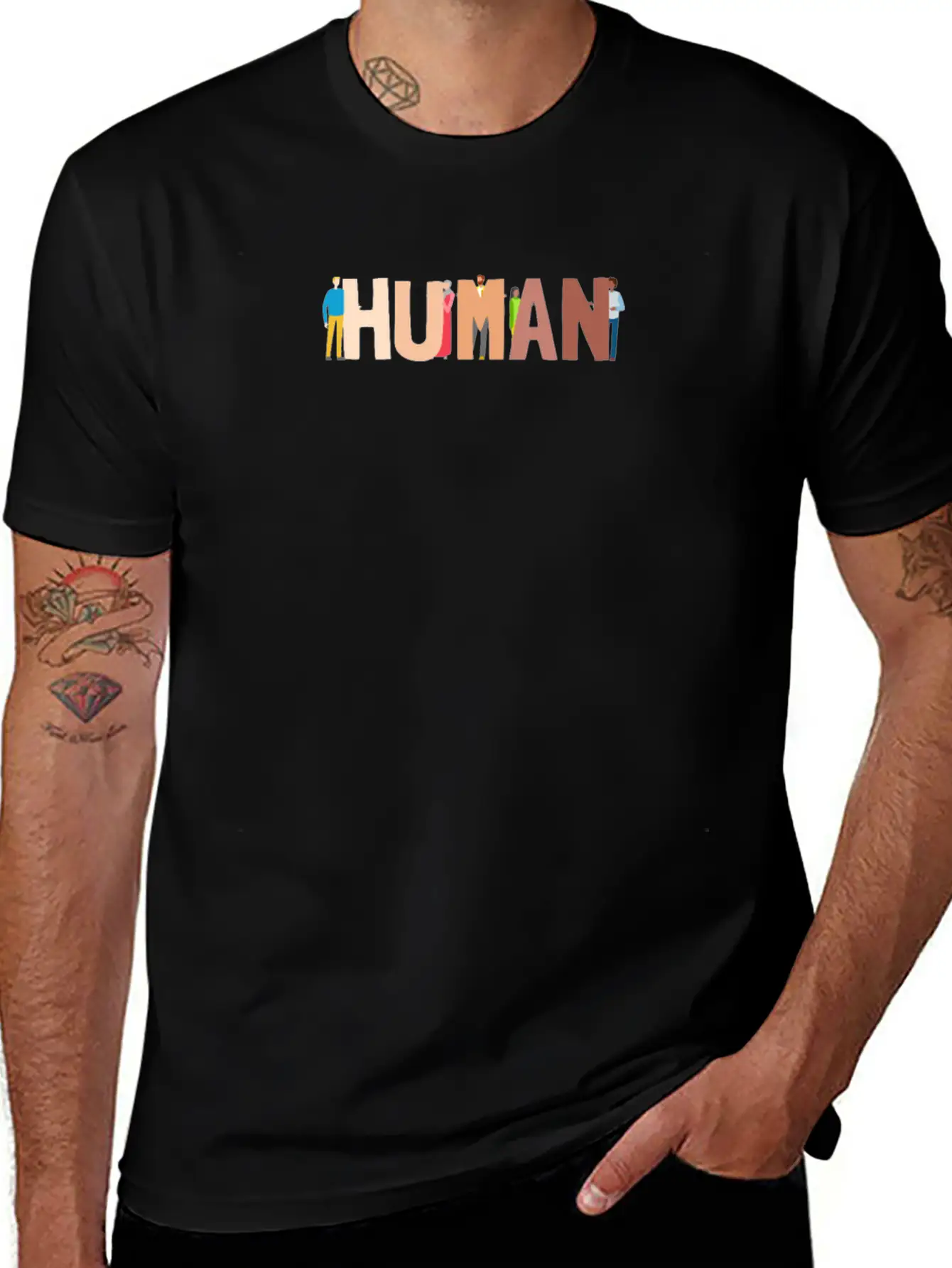 Human International For Solidarity Supporters Basic Graphic T-Shirt – Daily Comfort In Soft Cotton