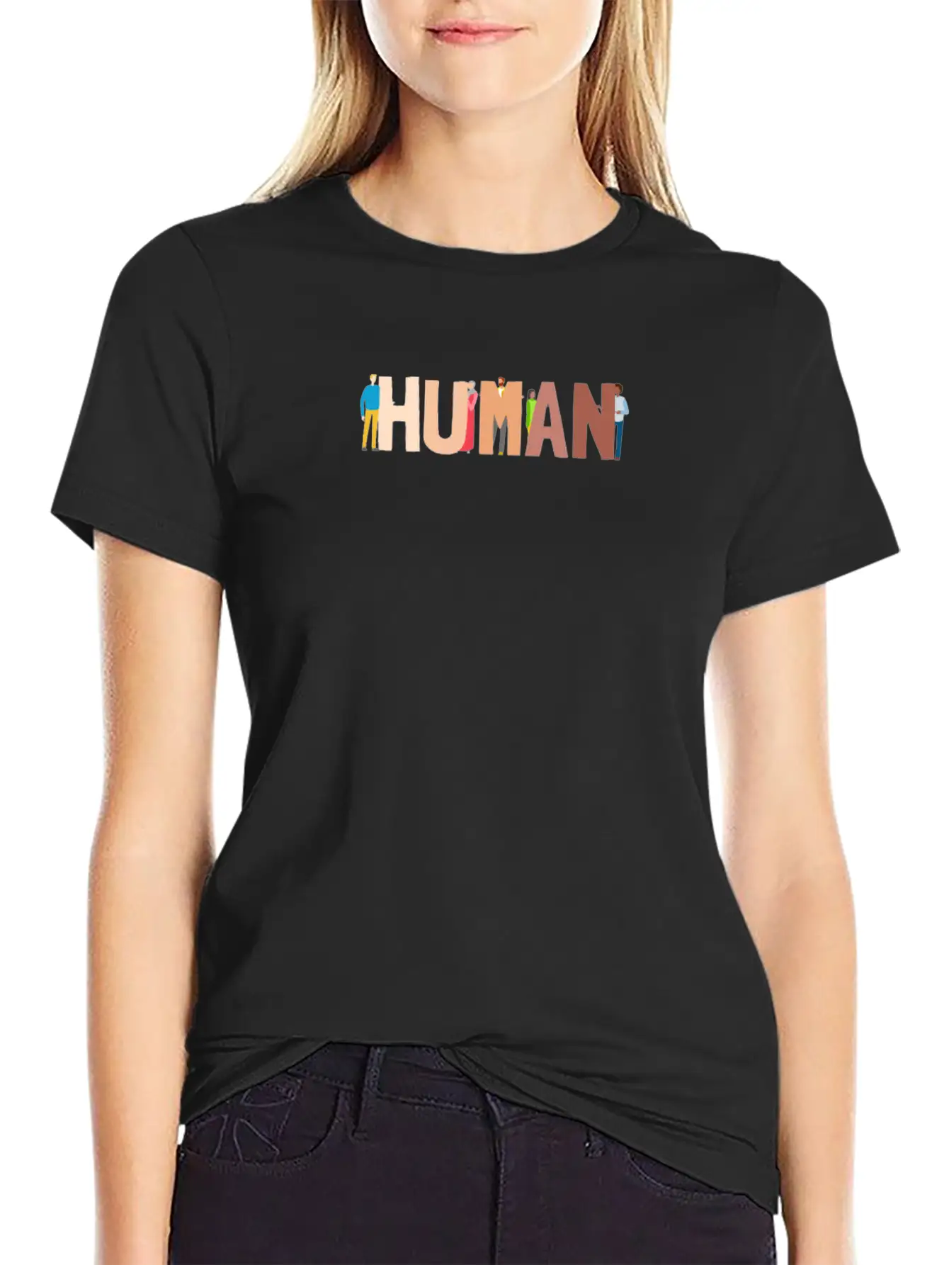 Human International For Solidarity Supporters Basic Graphic T-Shirt – Daily Comfort In Soft Cotton