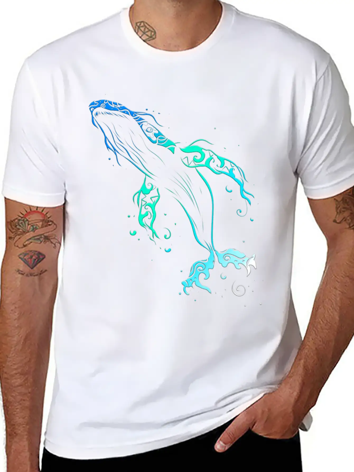 Humpback Whale Mandala Diver Timeless Short Sleeve Tee – Comfy And Minimalist Design