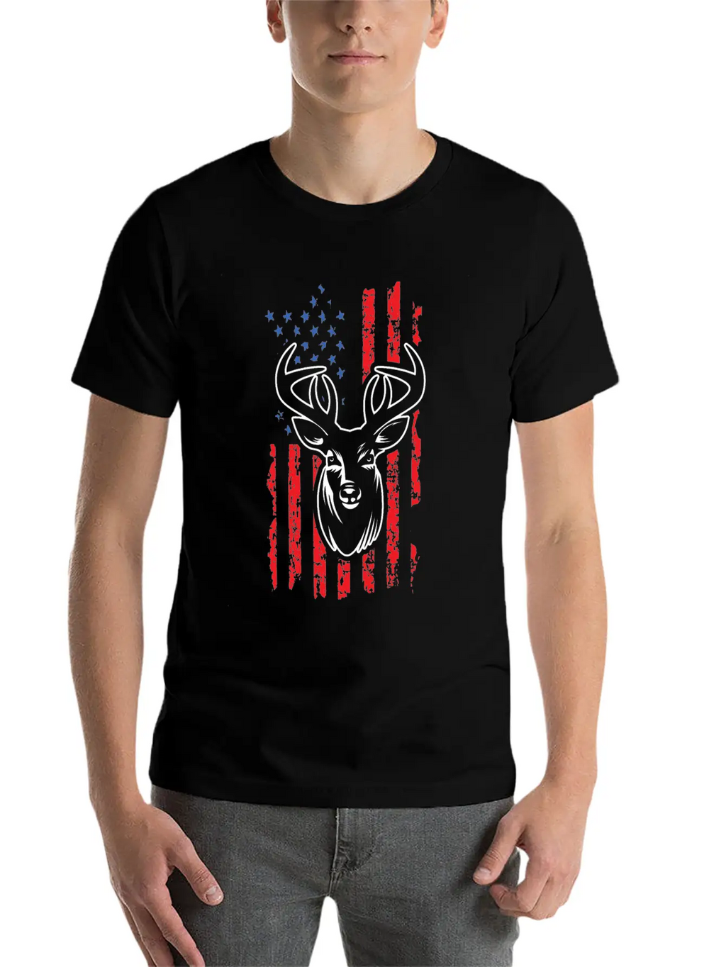 Hunting Deer USA Flag Jungle Hunters Feral Timeless Short Sleeve Tee – Comfy And Minimalist Design