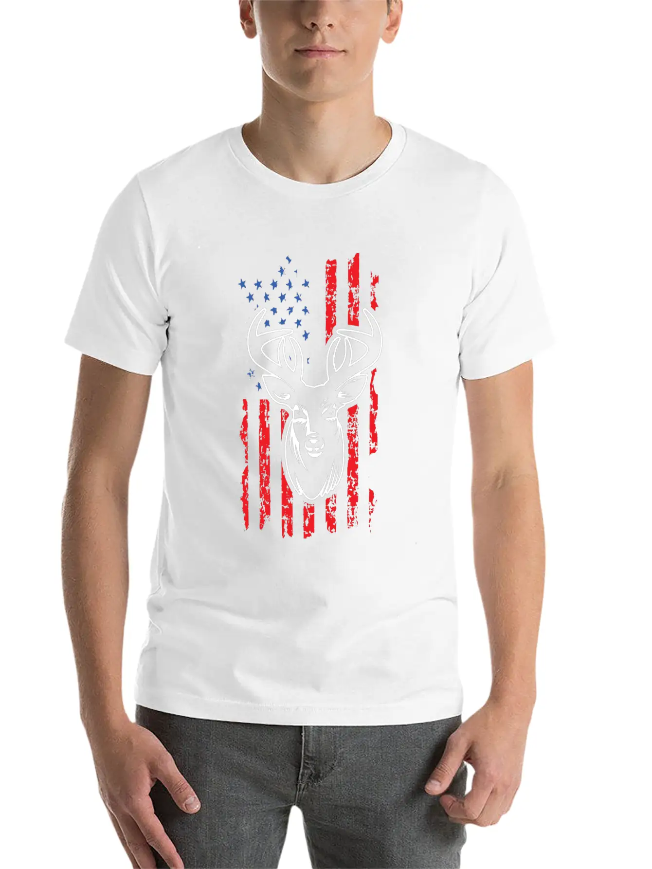 Hunting Deer USA Flag Jungle Hunters Feral Timeless Short Sleeve Tee – Comfy And Minimalist Design
