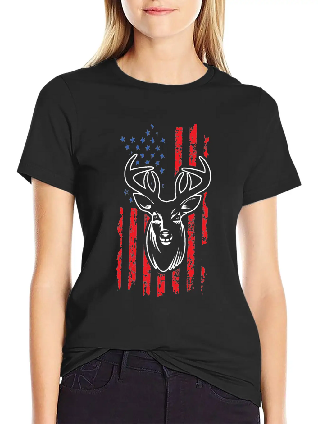 Hunting Deer USA Flag Jungle Hunters Feral Timeless Short Sleeve Tee – Comfy And Minimalist Design