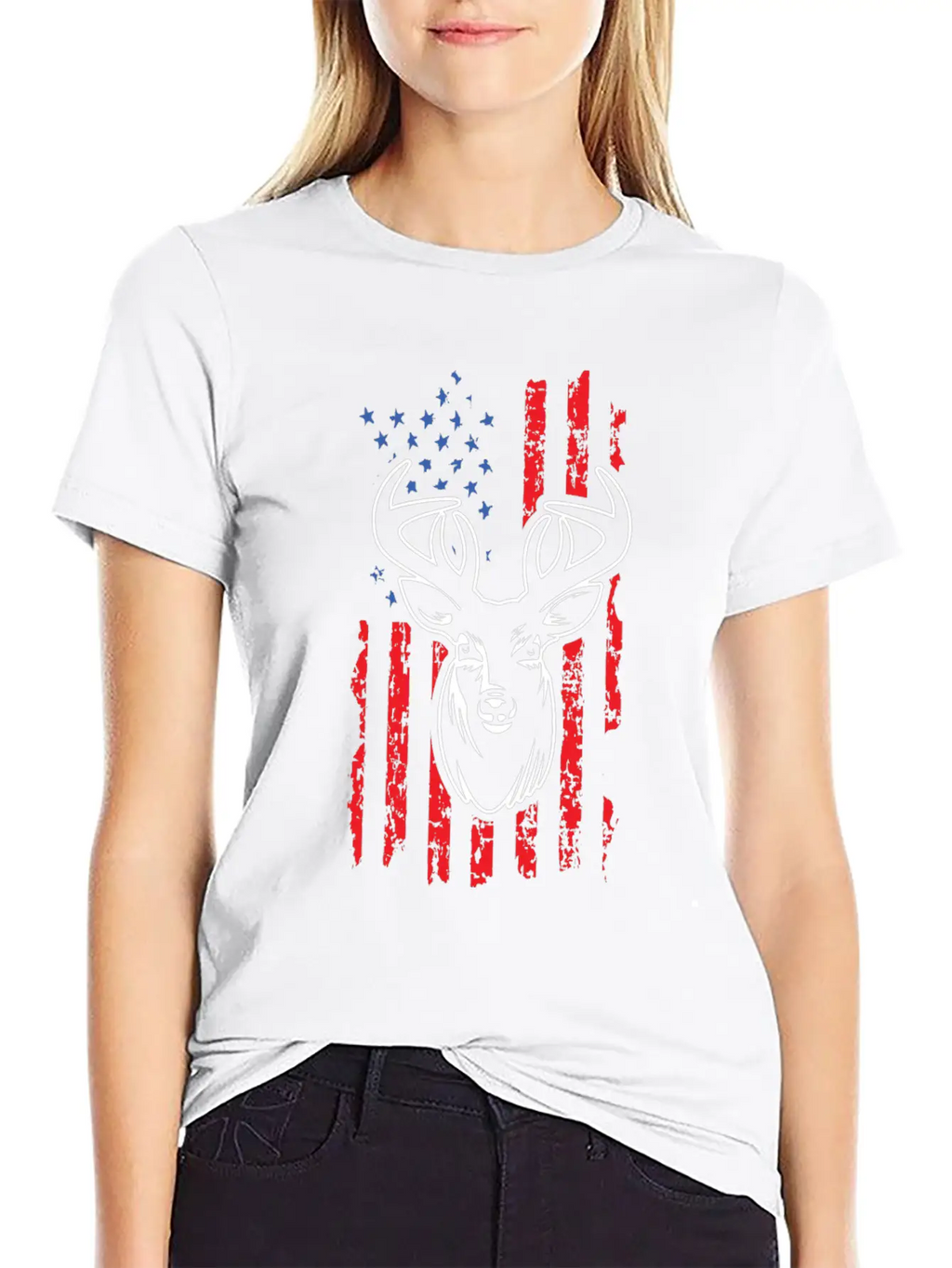 Hunting Deer USA Flag Jungle Hunters Feral Timeless Short Sleeve Tee – Comfy And Minimalist Design