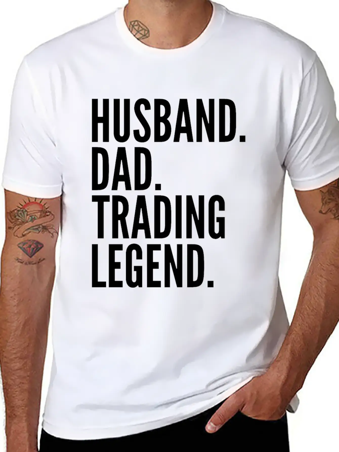 Husband Dad Trading Legend Funny Trader Gift Modern Fit Casual T-Shirt – Clean And Versatile Design