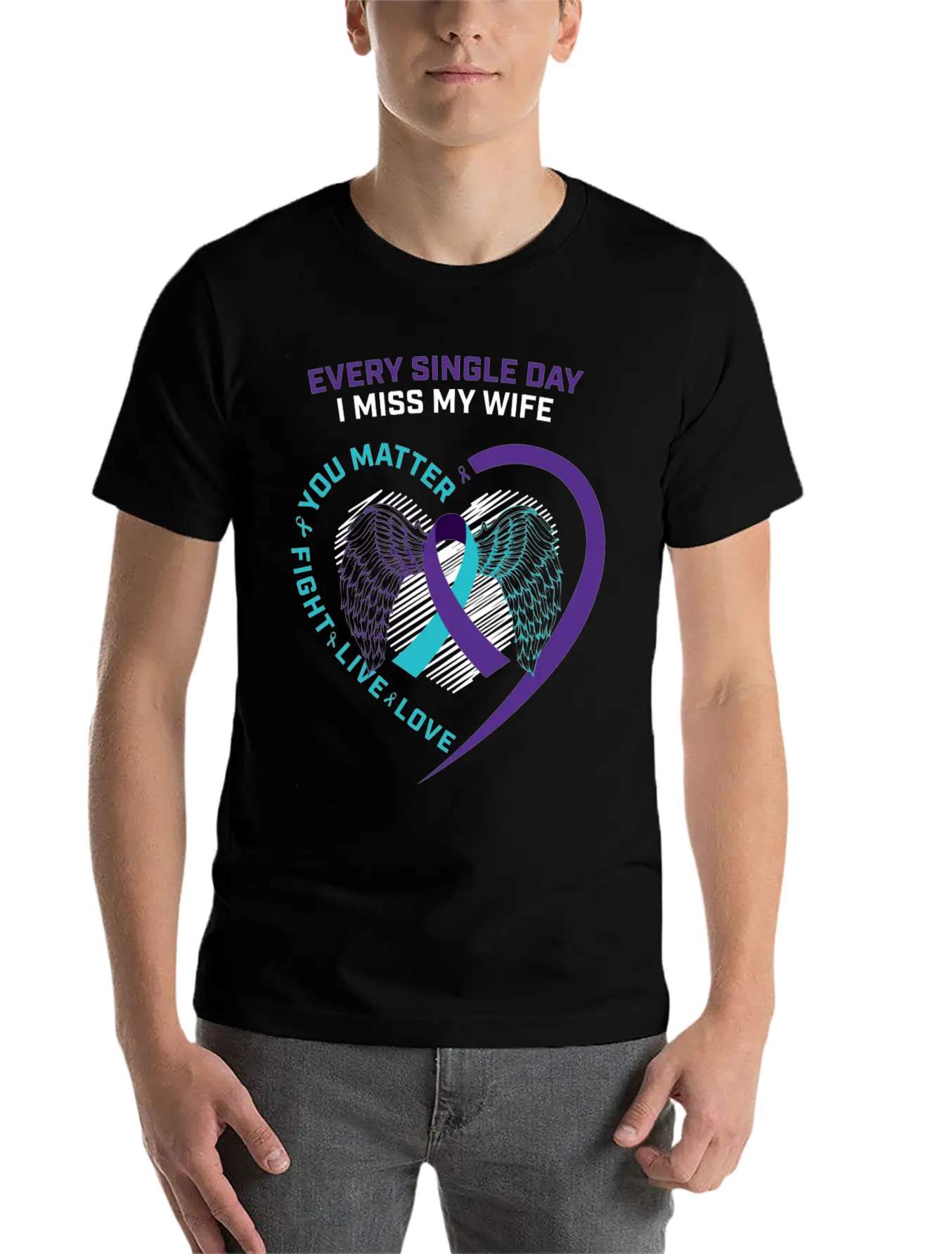 Husband Men In Memory Of Wife Suicide Prevention A Timeless Short Sleeve Tee – Comfy And Minimalist Design