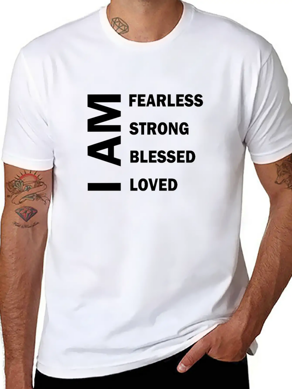 I Am Fearless I Am Strong I Am Blessed Breathable Graphic T-Shirt – Perfect For Casual Days