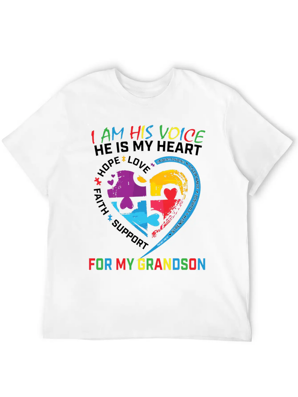 I Am His Voice Grandson Autism Awareness Grandma Breathable Graphic T-Shirt – Perfect For Casual Days