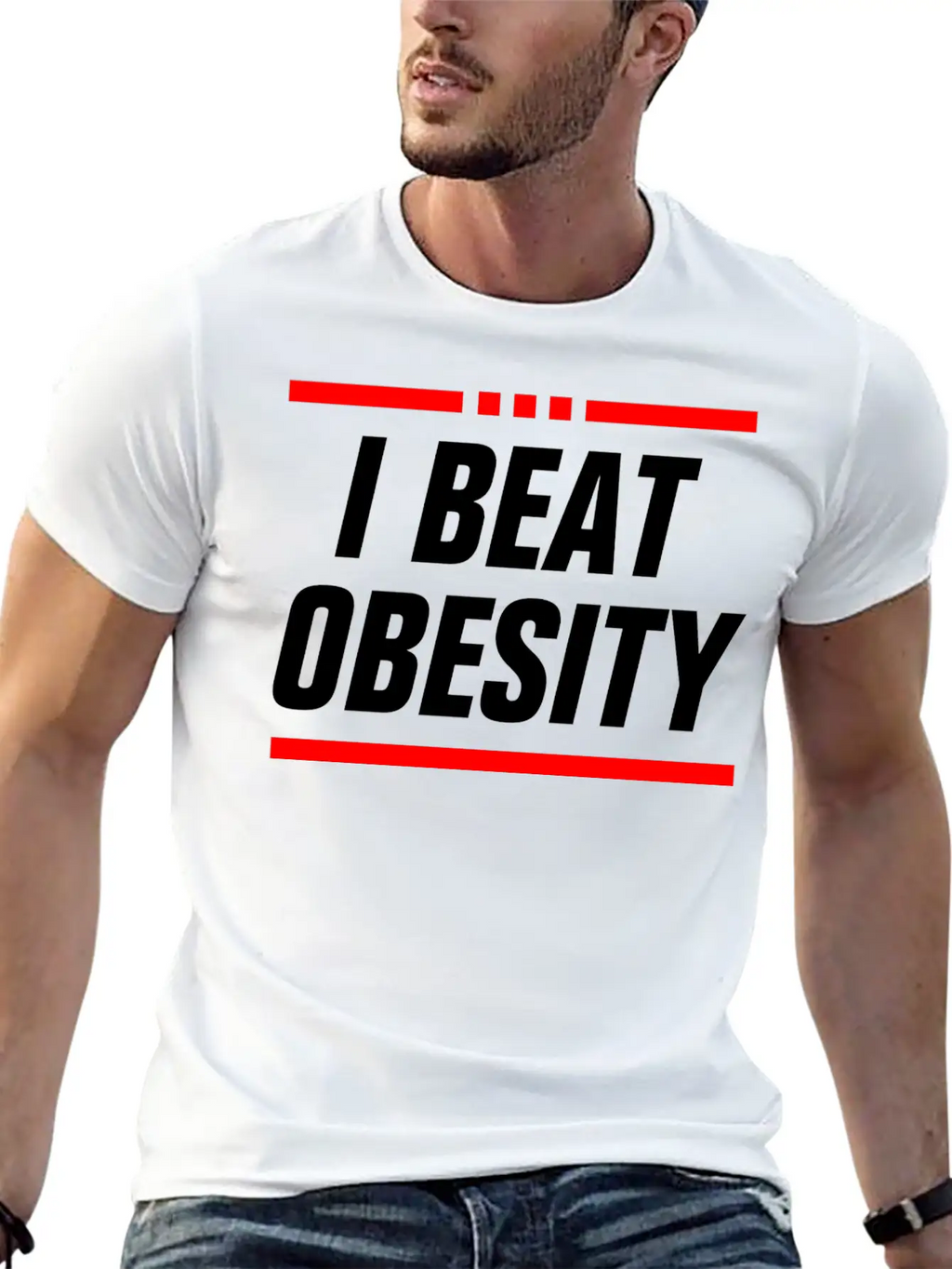 I BEAT OBESITY - OBESITY BEAT ME - SLIM FAT COUPLE Classic Cotton Tee – Unisex Comfort For Any Season