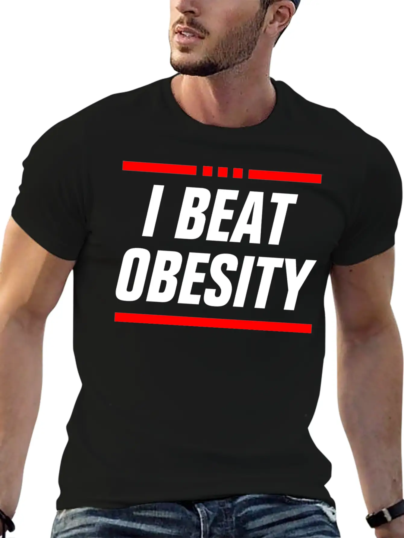 I BEAT OBESITY - OBESITY BEAT ME - SLIM FAT COUPLE Classic Cotton Tee – Unisex Comfort For Any Season