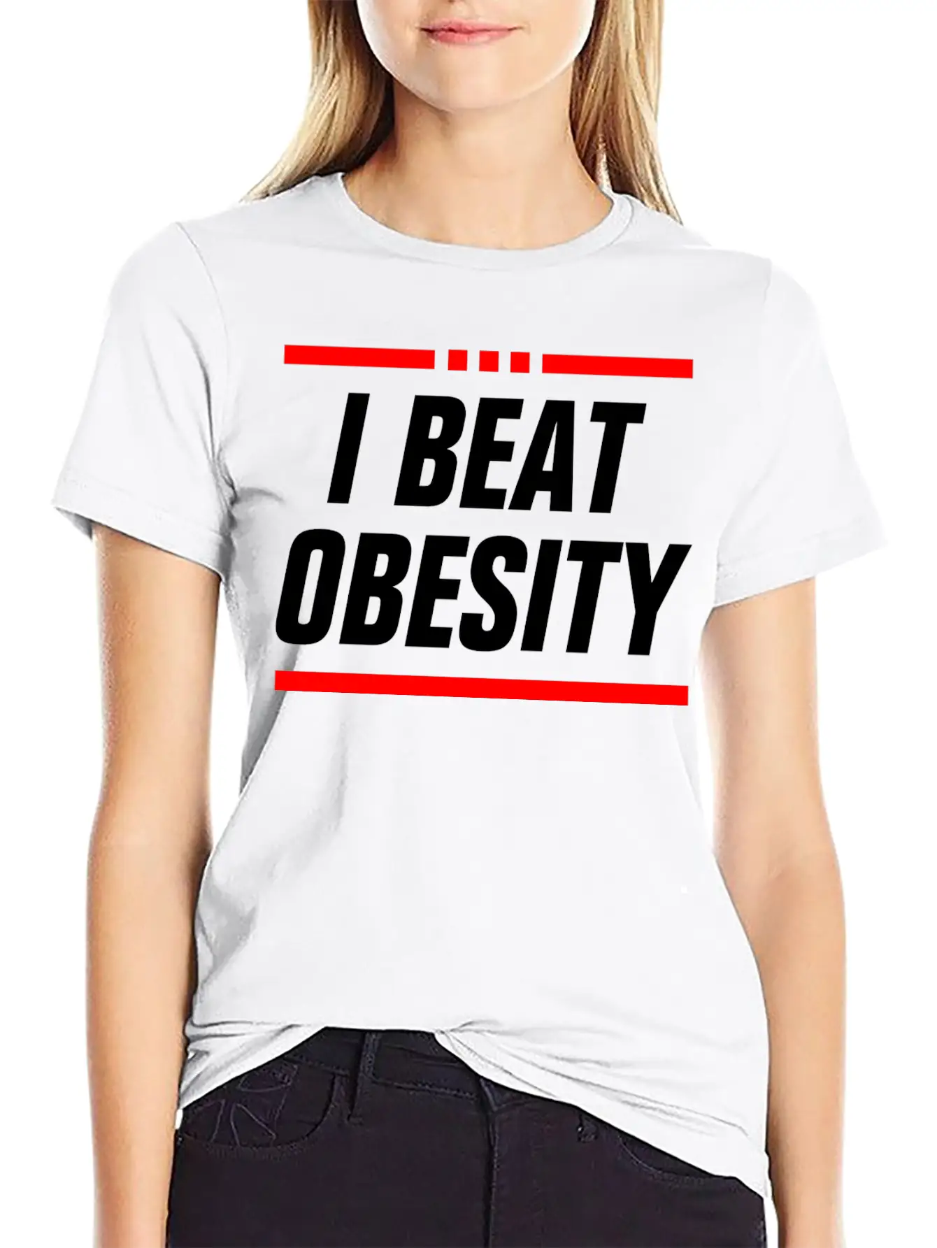 I BEAT OBESITY - OBESITY BEAT ME - SLIM FAT COUPLE Relaxed Everyday Tee – Lightweight And Durable Cotton