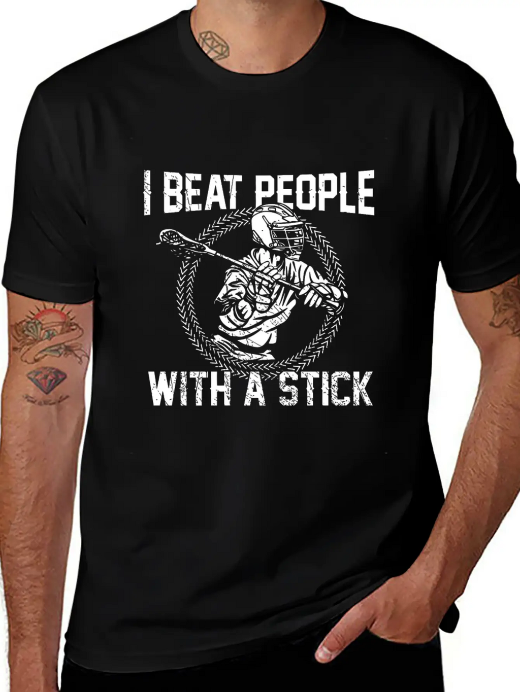 I Beat People With A Stick Lacrosse Gifts Essential Cotton Tee For Daily Outfits – Unisex Style