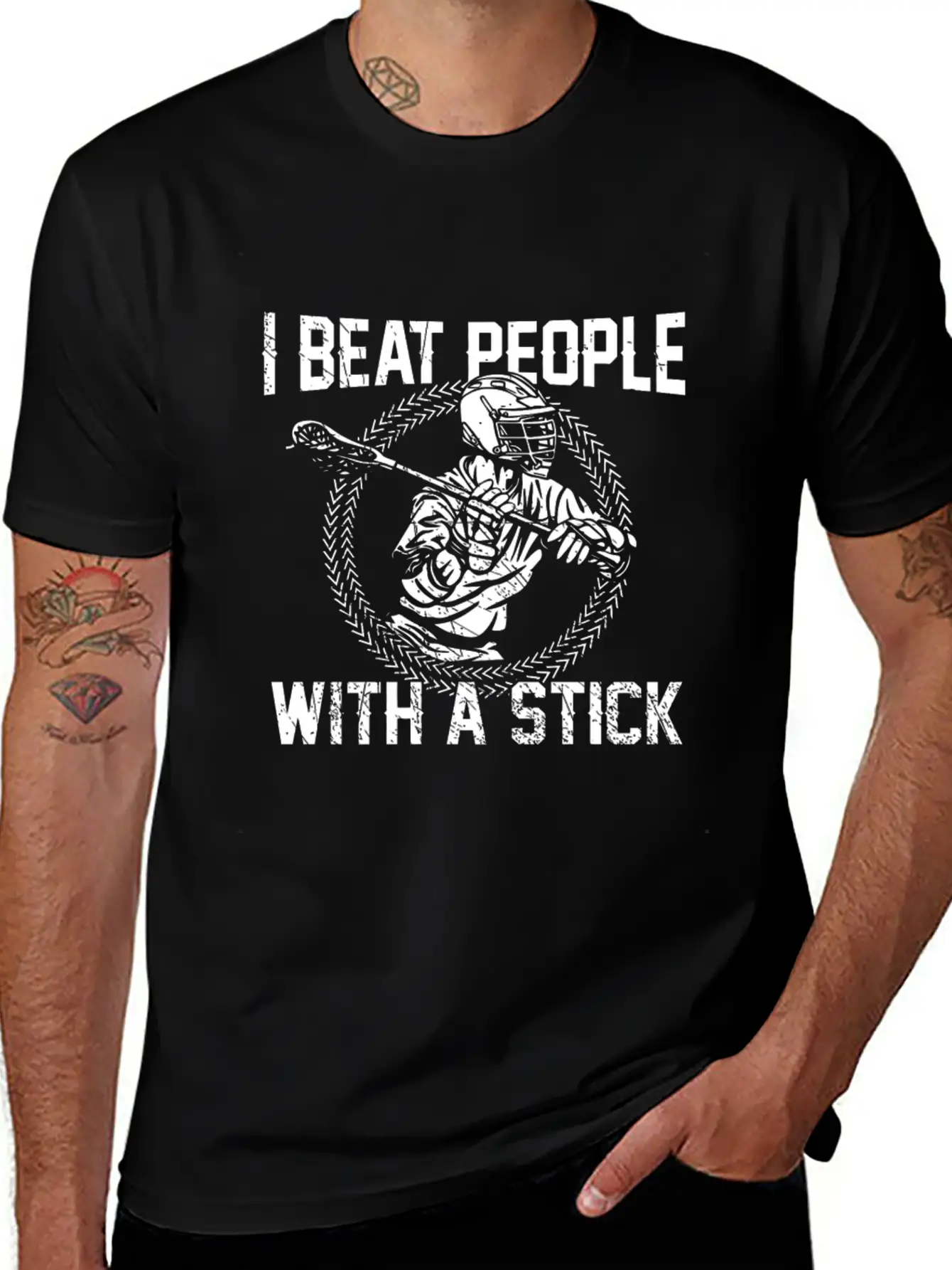 I Beat People With A Stick Lacrosse Gifts Essential Cotton Tee For Daily Outfits – Unisex Style