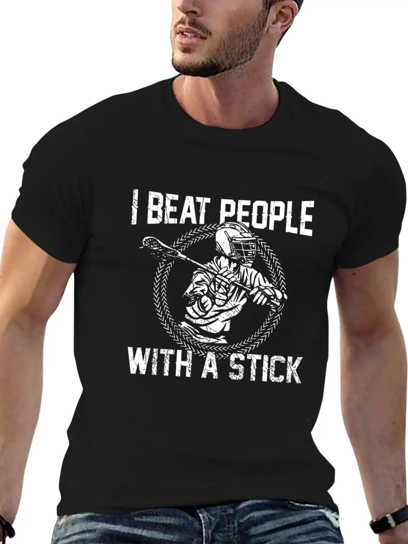 I Beat People With A Stick Lacrosse Gifts Essential Cotton Tee For Daily Outfits – Unisex Style