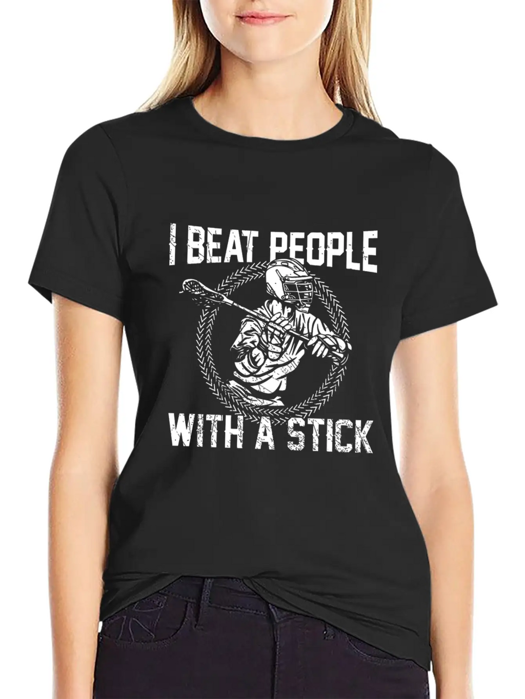I Beat People With A Stick Lacrosse Gifts Essential Cotton Tee For Daily Outfits – Unisex Style