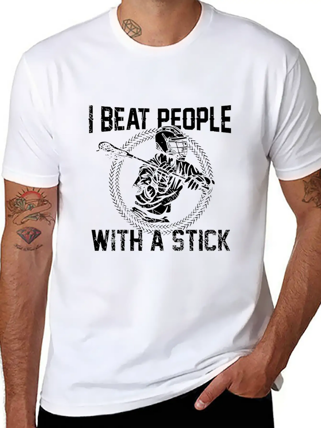 I Beat People With A Stick Lacrosse Gifts Essential Cotton Tee For Daily Outfits – Unisex Style