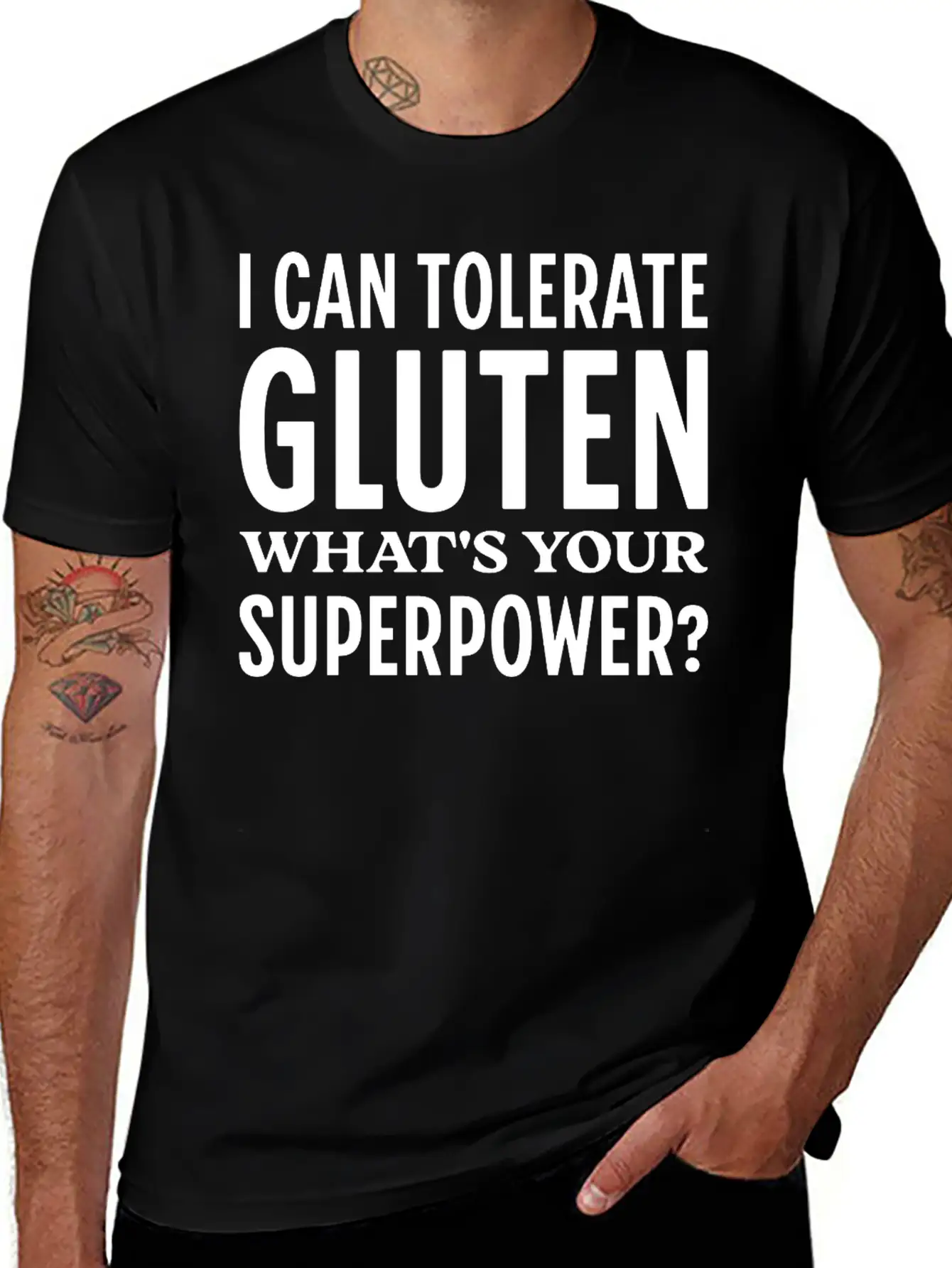 I Can Tolerate Gluten What's Your Superpower? Breathable Soft Cotton T-Shirt – Timeless Casual Look