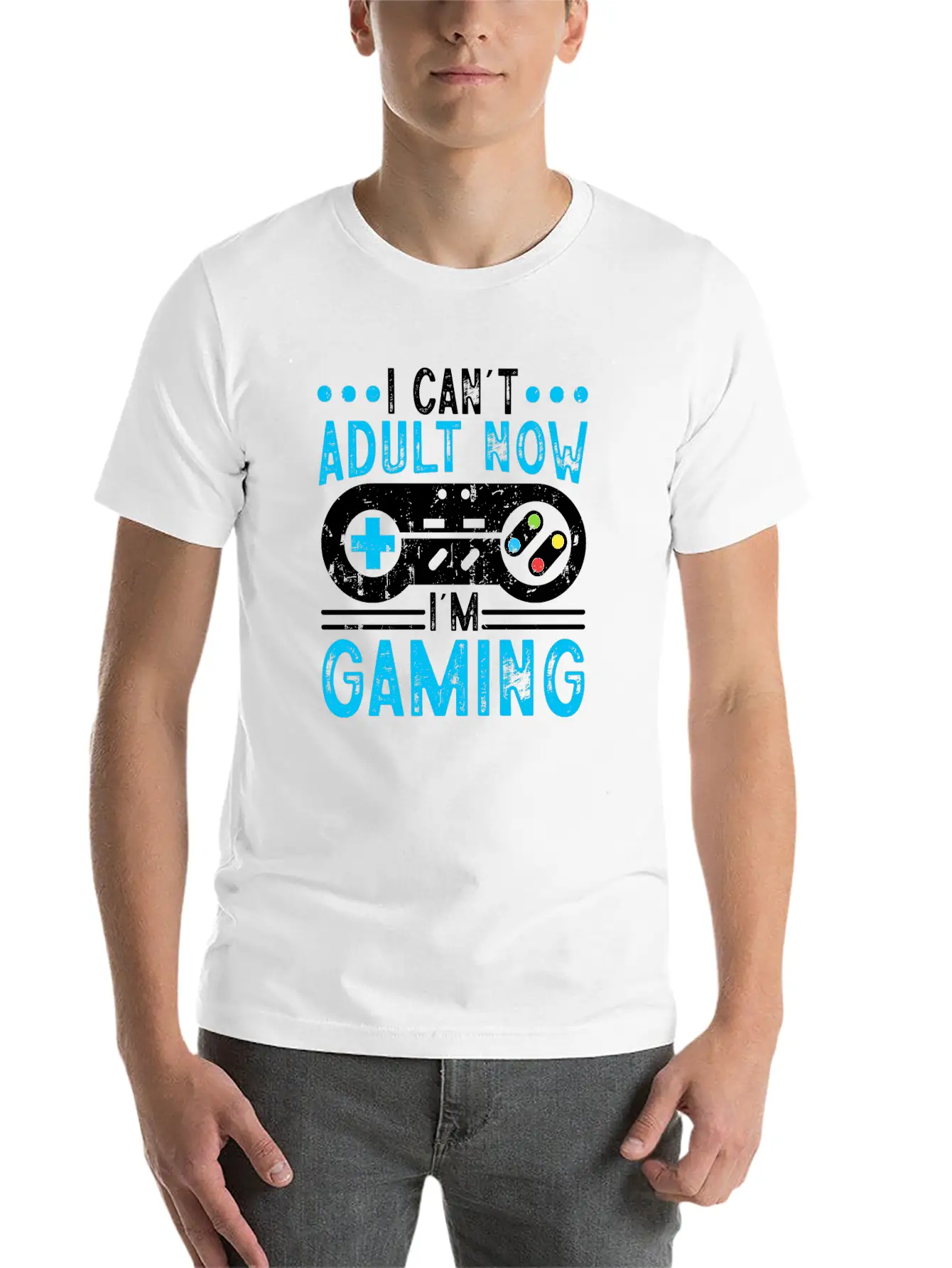 I Can't Adult Now I'm Gaming Stylish Everyday T-Shirt – Unisex Basic Cotton Tee