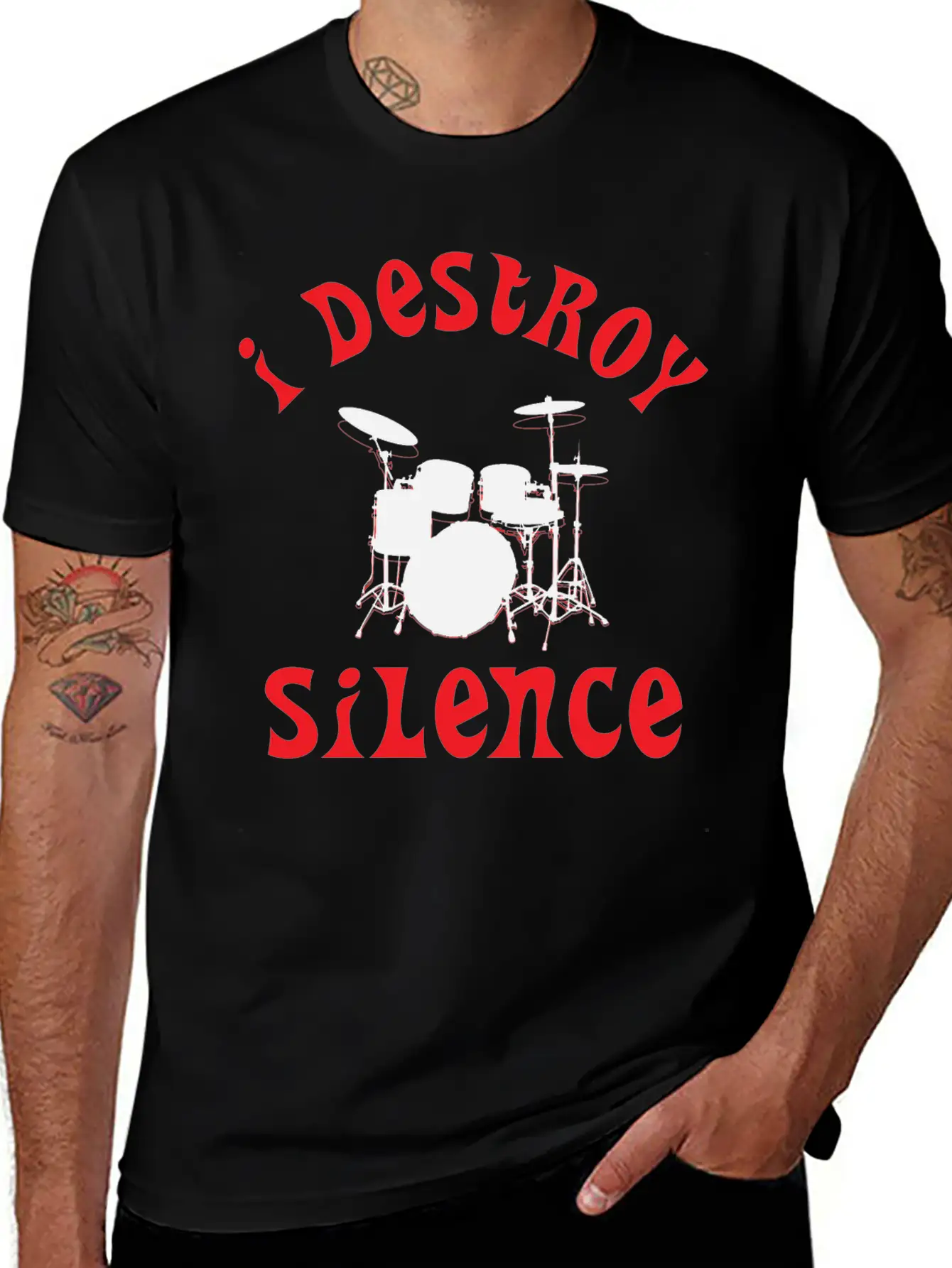 I Destroy Silence - Funny Drummer Unisex Casual T-Shirt – Clean Design For Daily Comfort