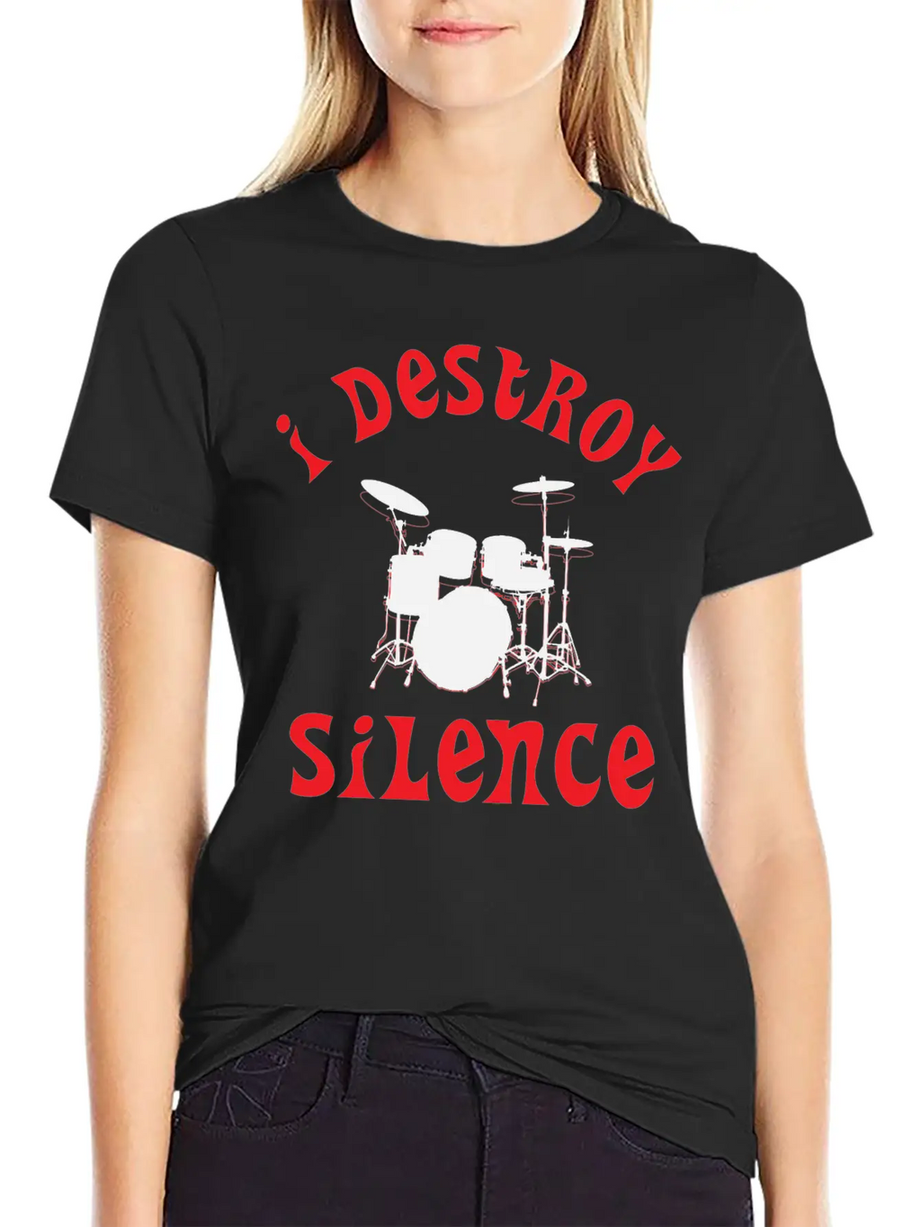 I Destroy Silence - Funny Drummer Unisex Casual T-Shirt – Clean Design For Daily Comfort