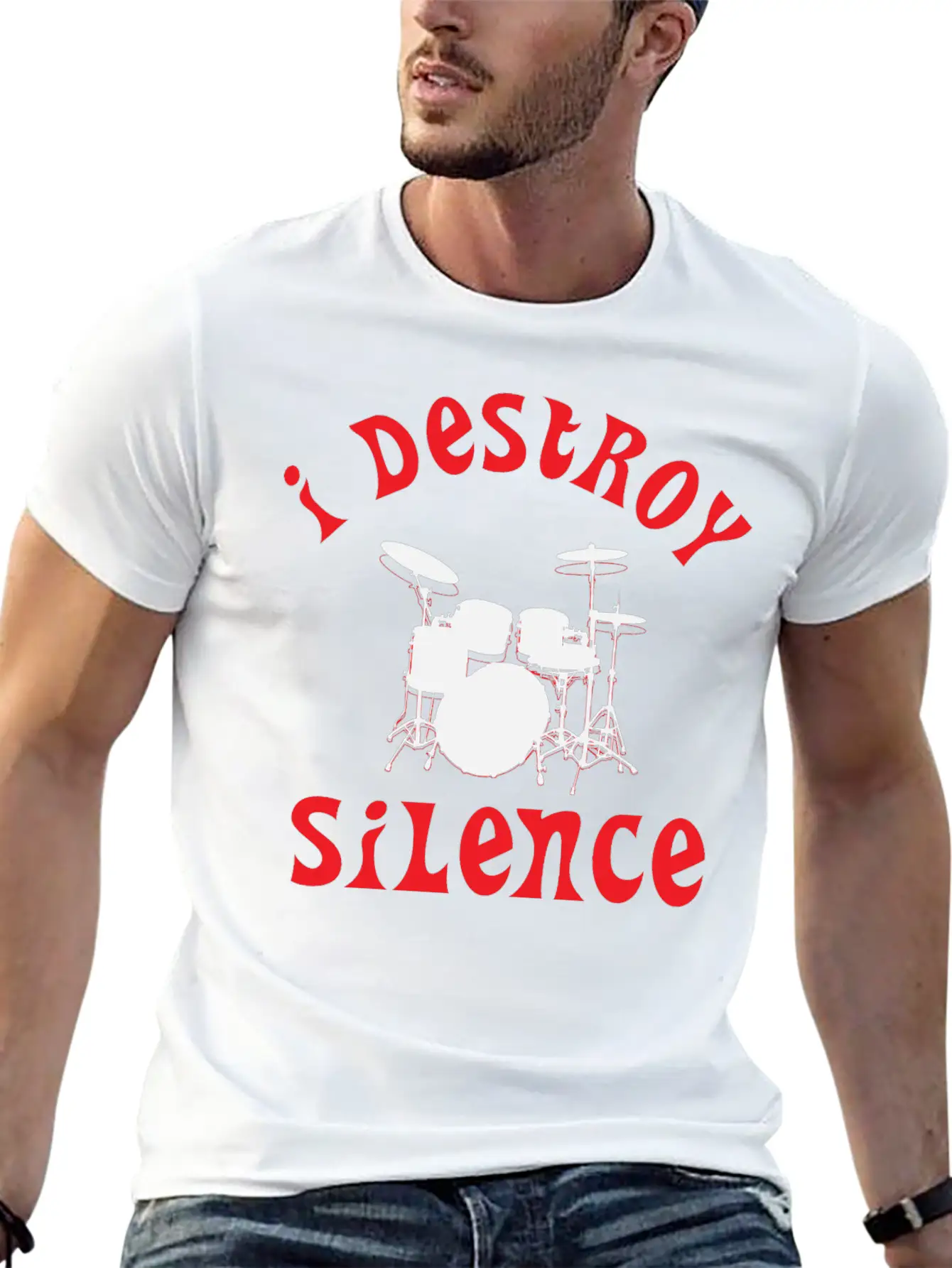 I Destroy Silence - Funny Drummer Unisex Casual T-Shirt – Clean Design For Daily Comfort