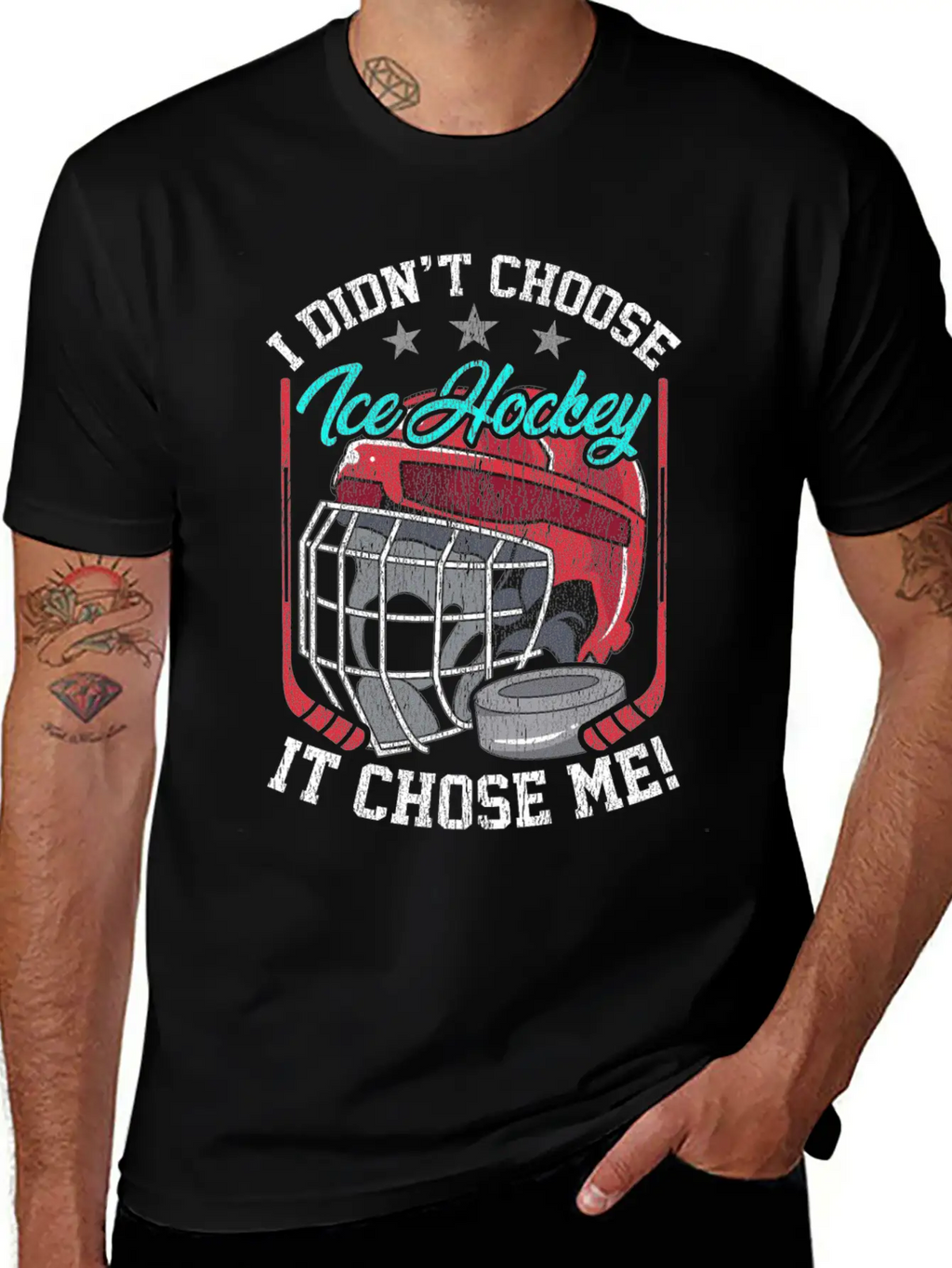 I Didn't Choose Ice Hockey It Chose Me Breathable Graphic T-Shirt – Perfect For Casual Days