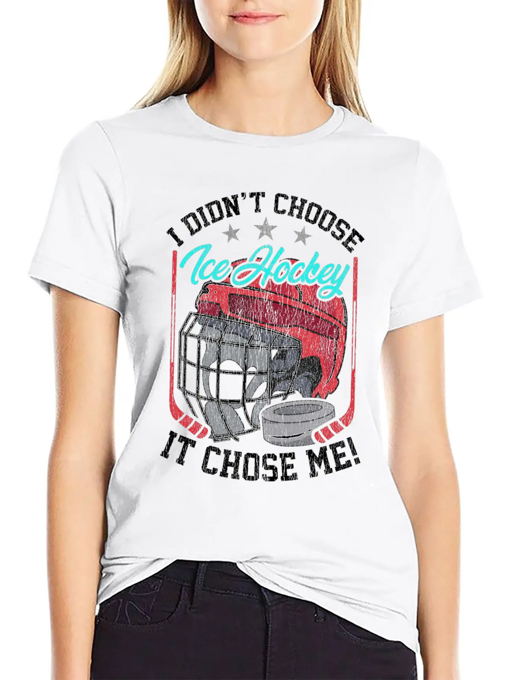 I Didn't Choose Ice Hockey It Chose Me Breathable Graphic T-Shirt – Perfect For Casual Days