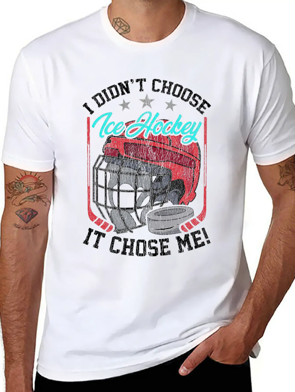 I Didn't Choose Ice Hockey It Chose Me Breathable Graphic T-Shirt – Perfect For Casual Days