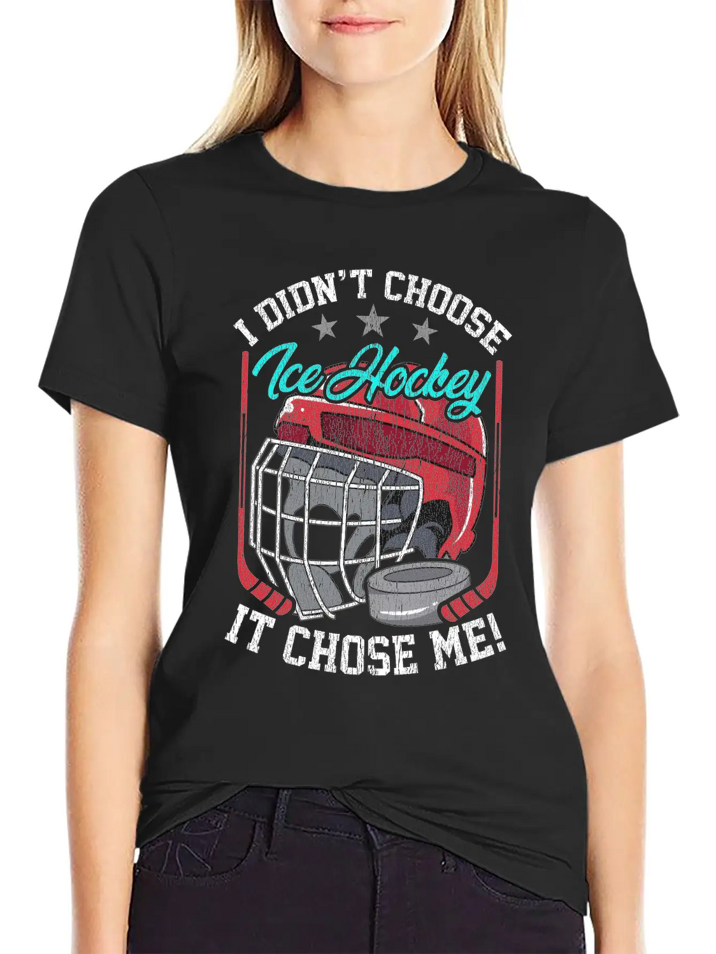 I Didn't Choose Ice Hockey It Chose Me Breathable Graphic T-Shirt – Perfect For Casual Days