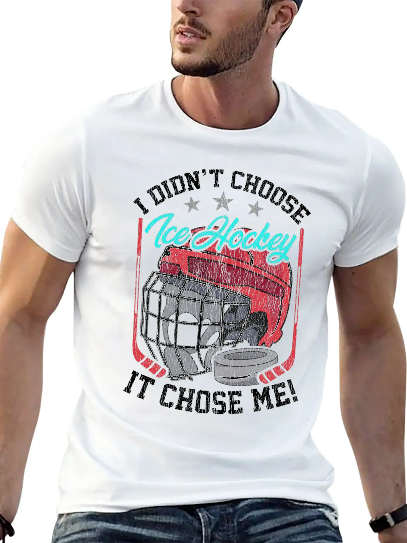 I Didn't Choose Ice Hockey It Chose Me Breathable Graphic T-Shirt – Perfect For Casual Days