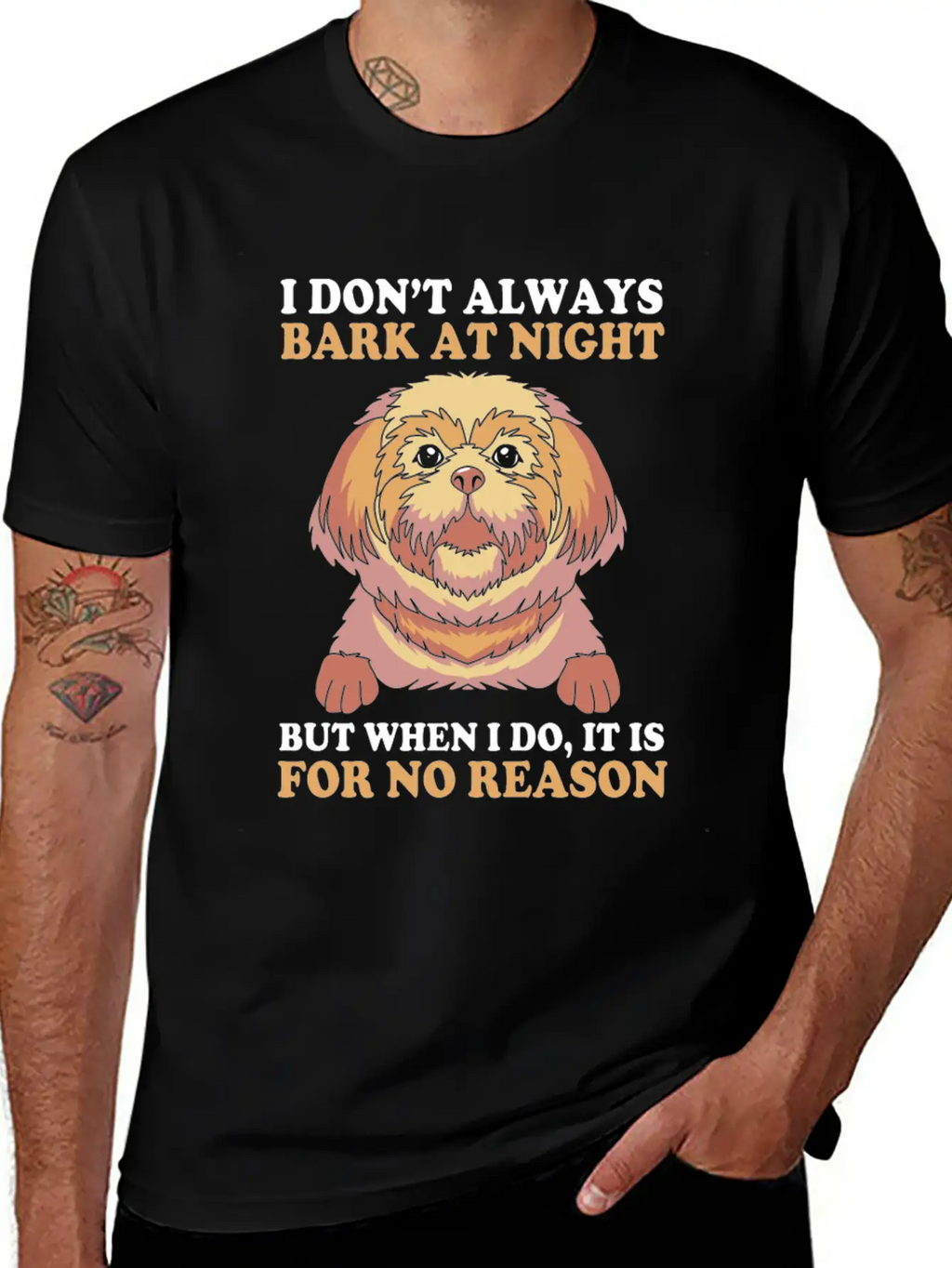 I Dont Always Bark At Night Dog Pun Funny Shih Tzu Basic Graphic T-Shirt – Daily Comfort In Soft Cotton