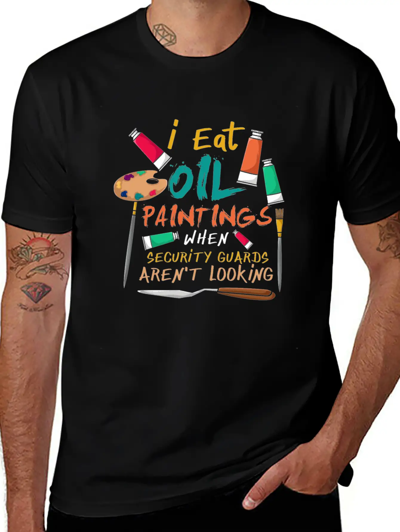I Eat Oil Paintings, Artwork, Painters Stylish Everyday T-Shirt – Unisex Basic Cotton Tee