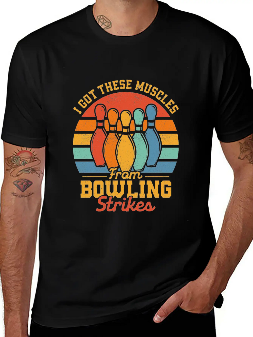 I Got These Muscles From Bowling Strikes Team Play Timeless Short Sleeve Tee – Comfy And Minimalist Design