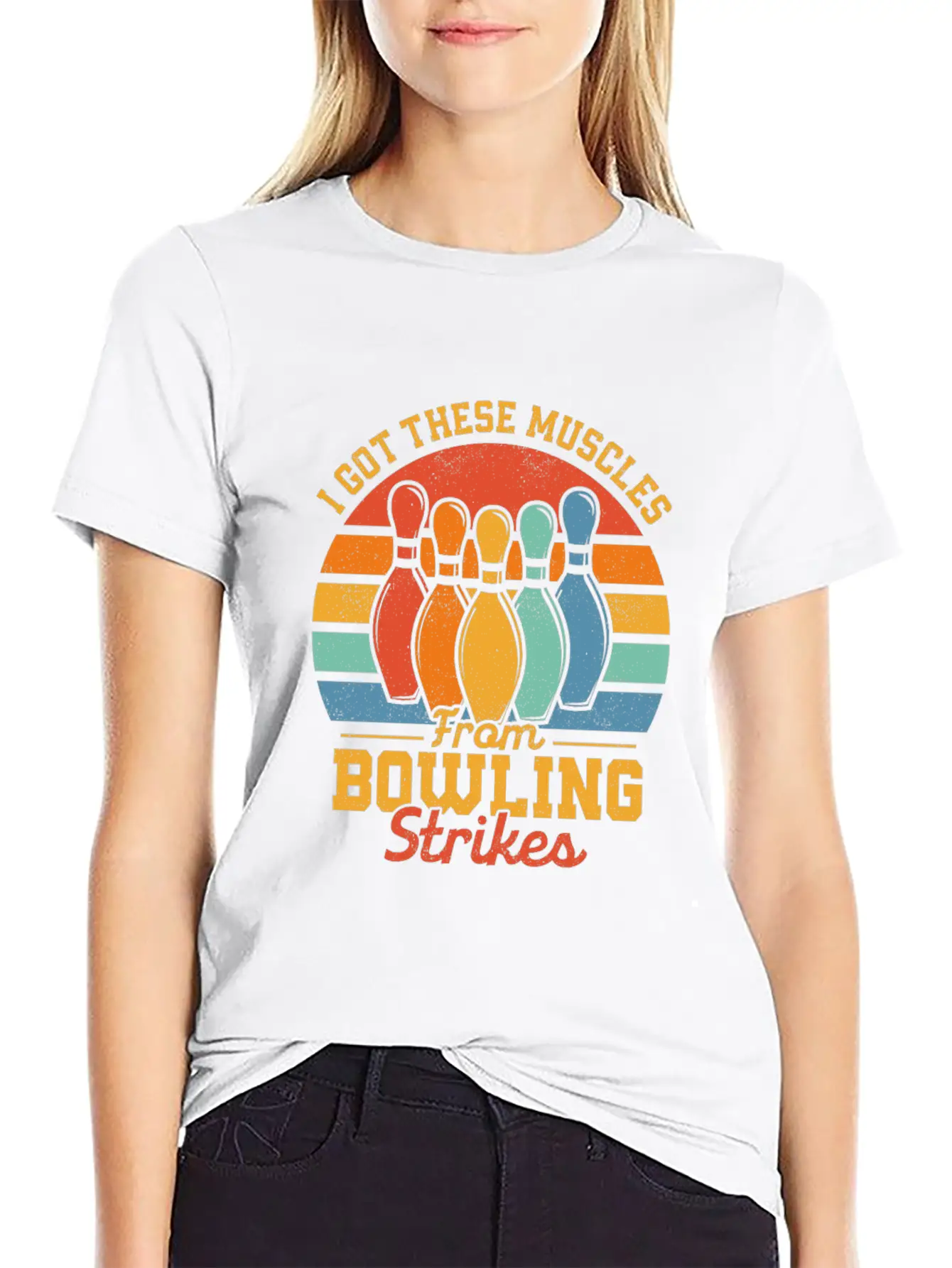 I Got These Muscles From Bowling Strikes Team Play Timeless Short Sleeve Tee – Comfy And Minimalist Design