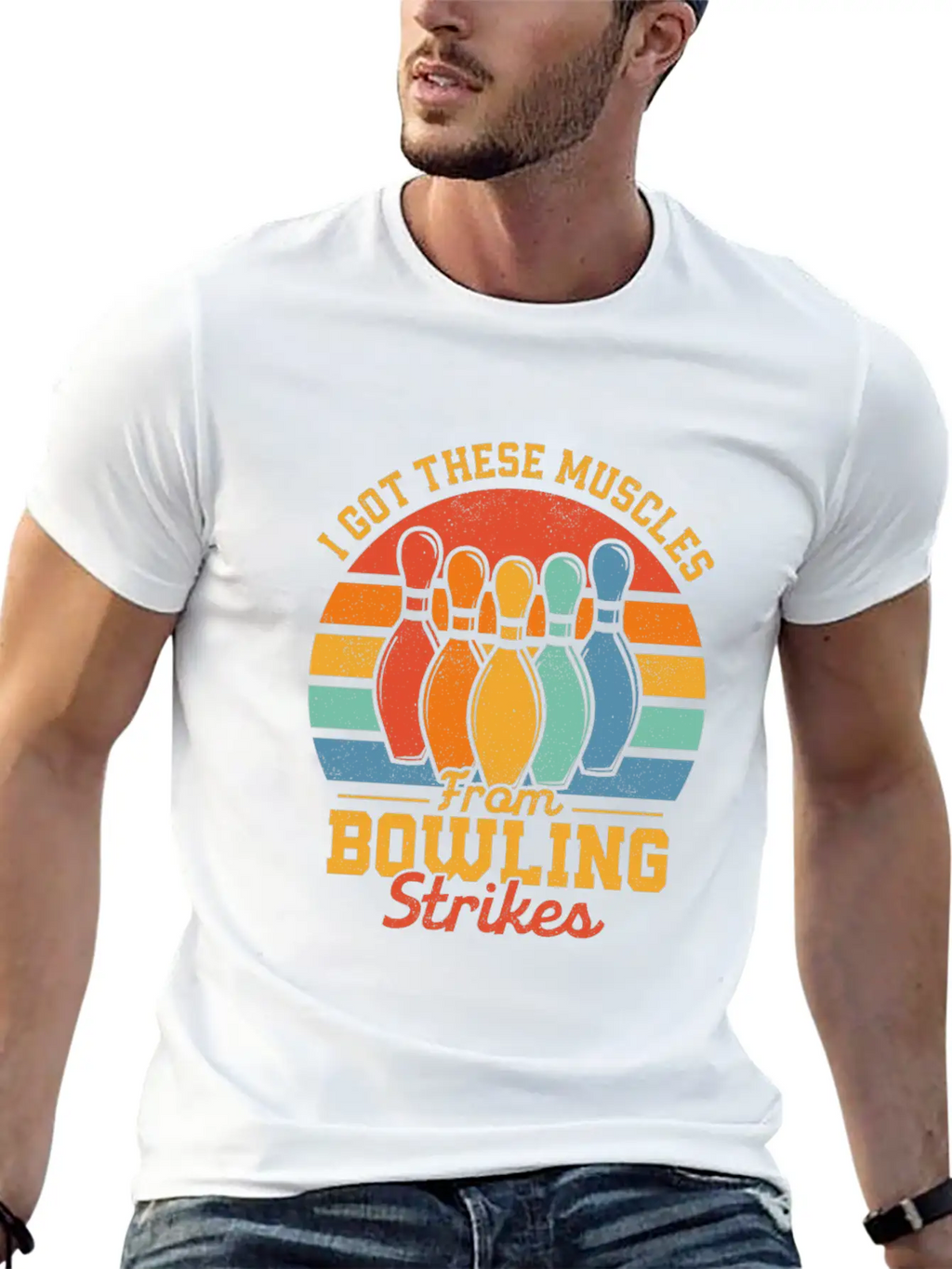 I Got These Muscles From Bowling Strikes Team Play Timeless Short Sleeve Tee – Comfy And Minimalist Design